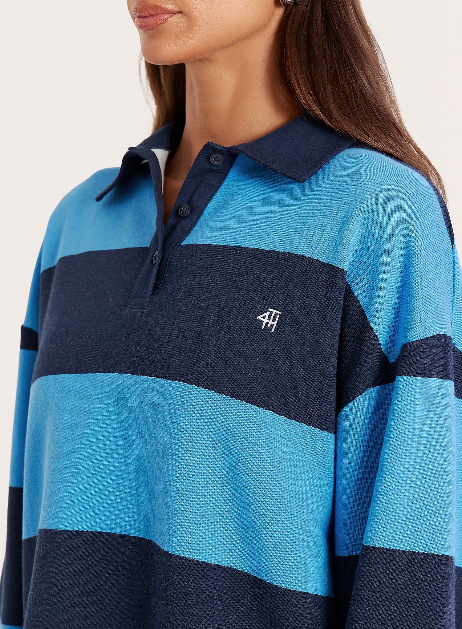 Blue Stripe Fourth Branded Rugby Top