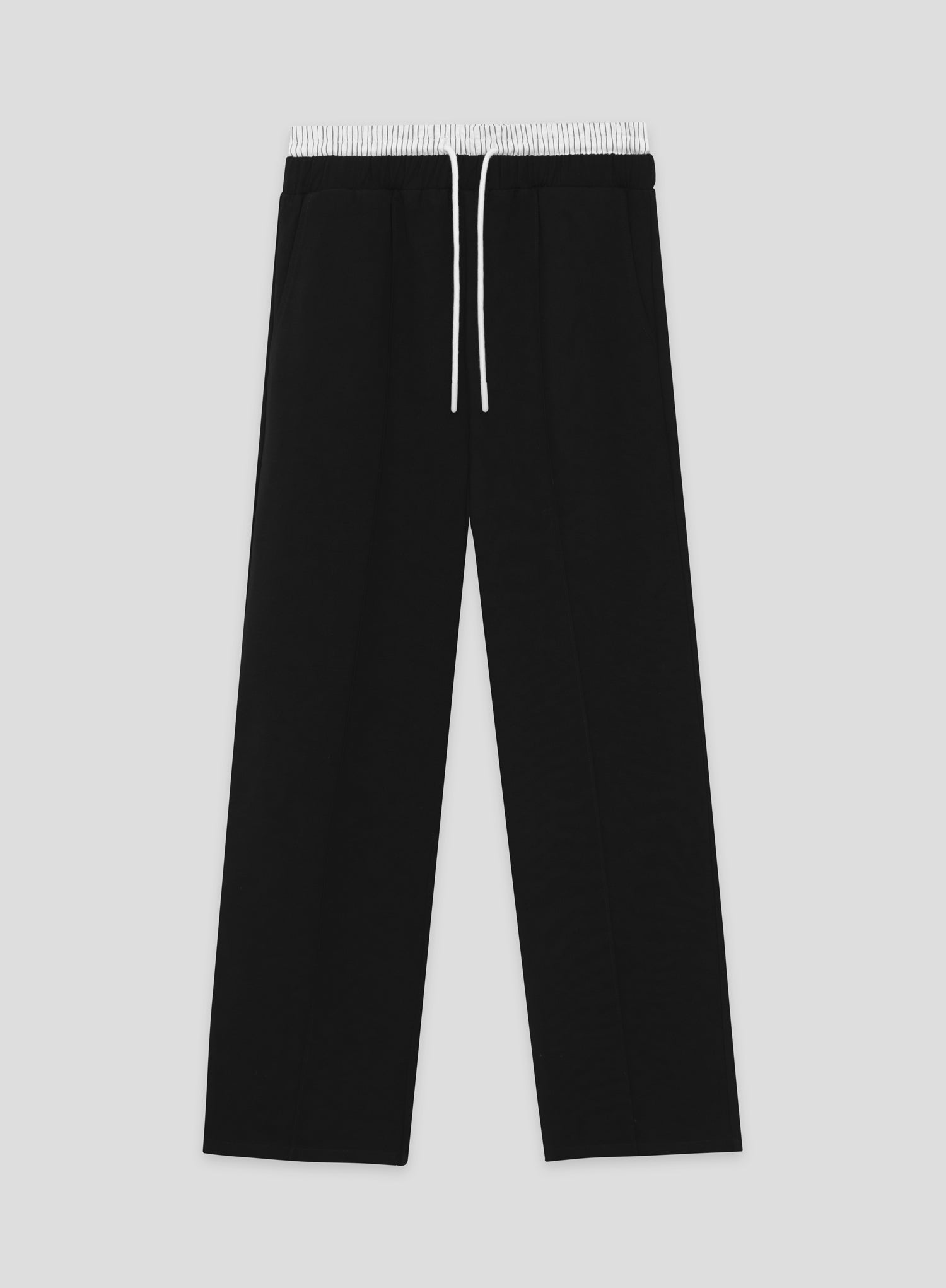 Black Contrast Waistband Straight Leg Trouser- Bianca