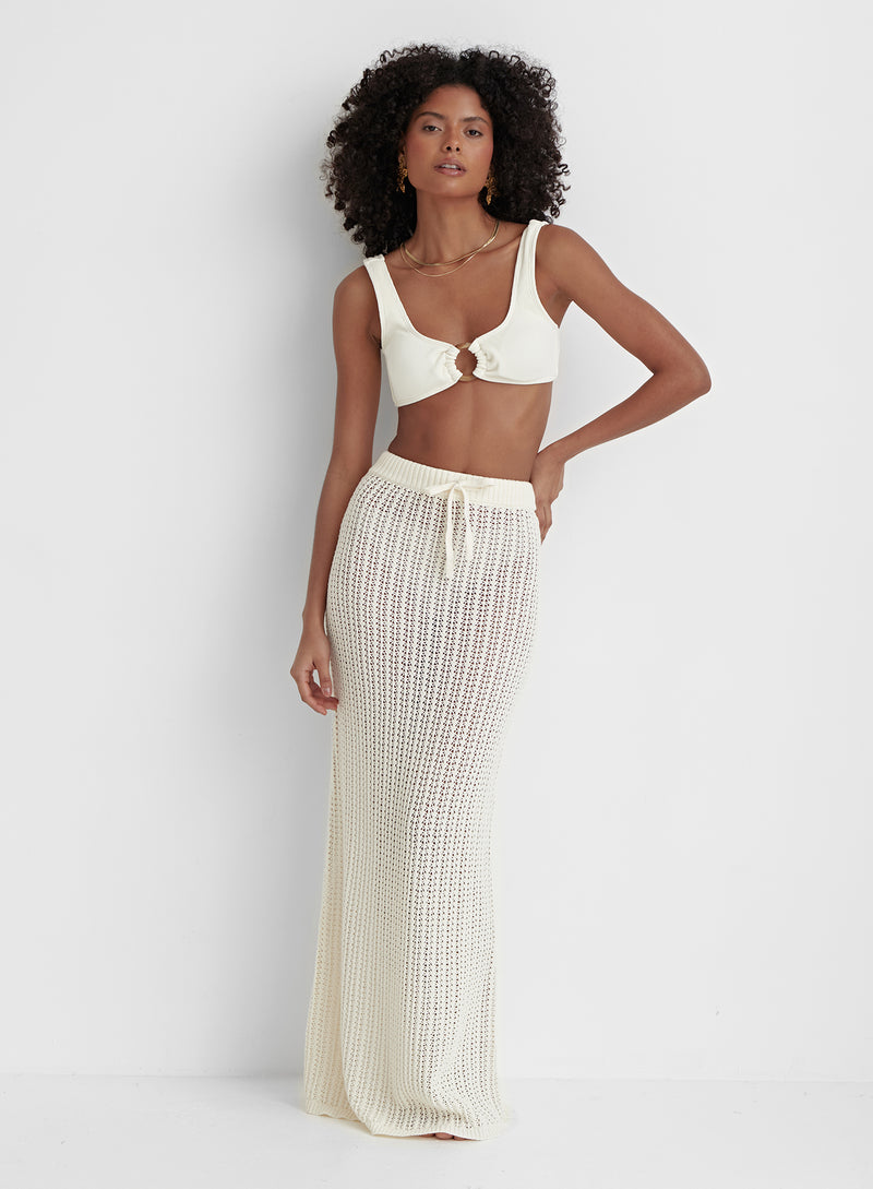 Cream Open Knit Beach Maxi Skirt- Bari