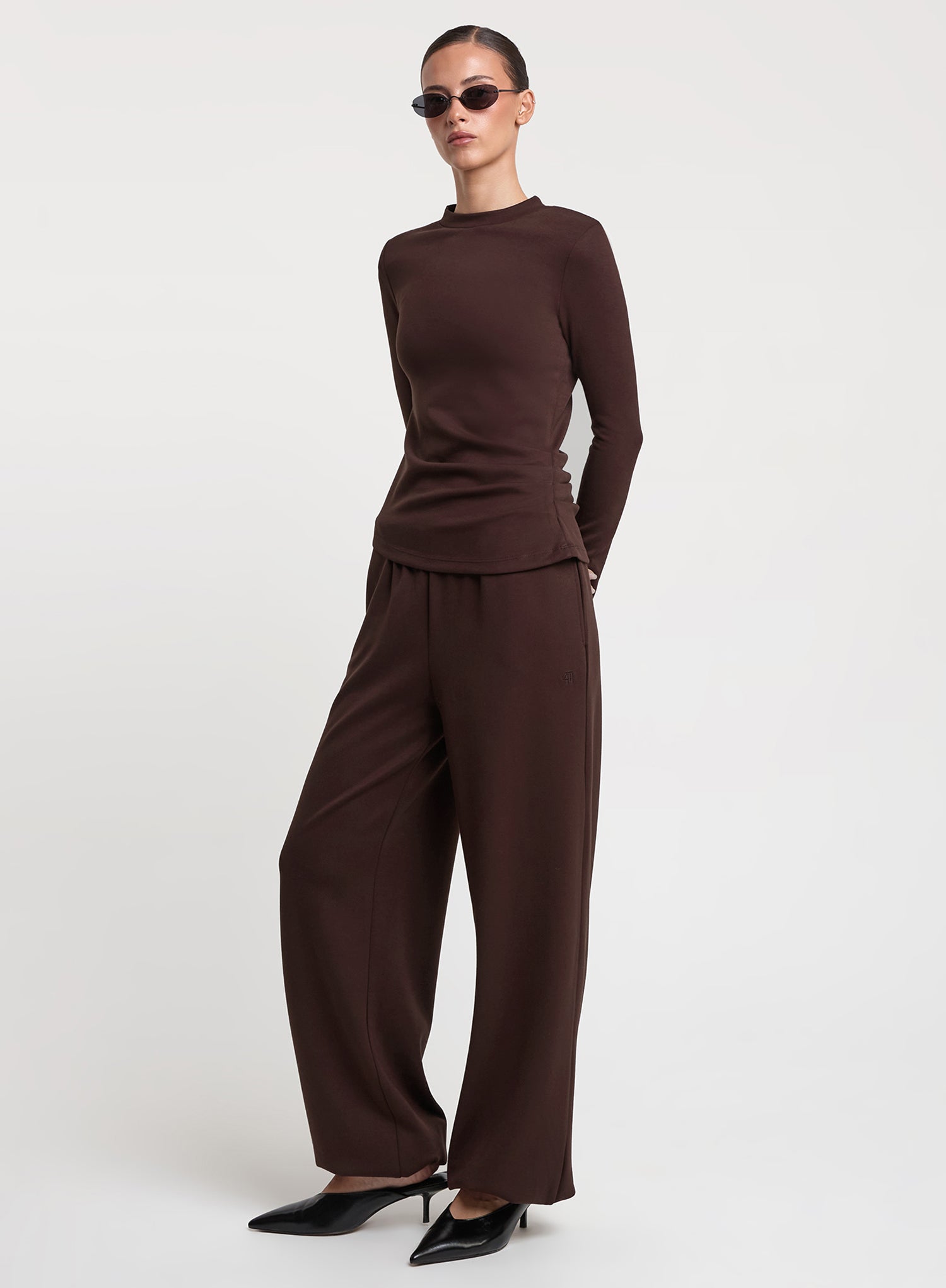 Chocolate Brown Balloon Leg Joggers