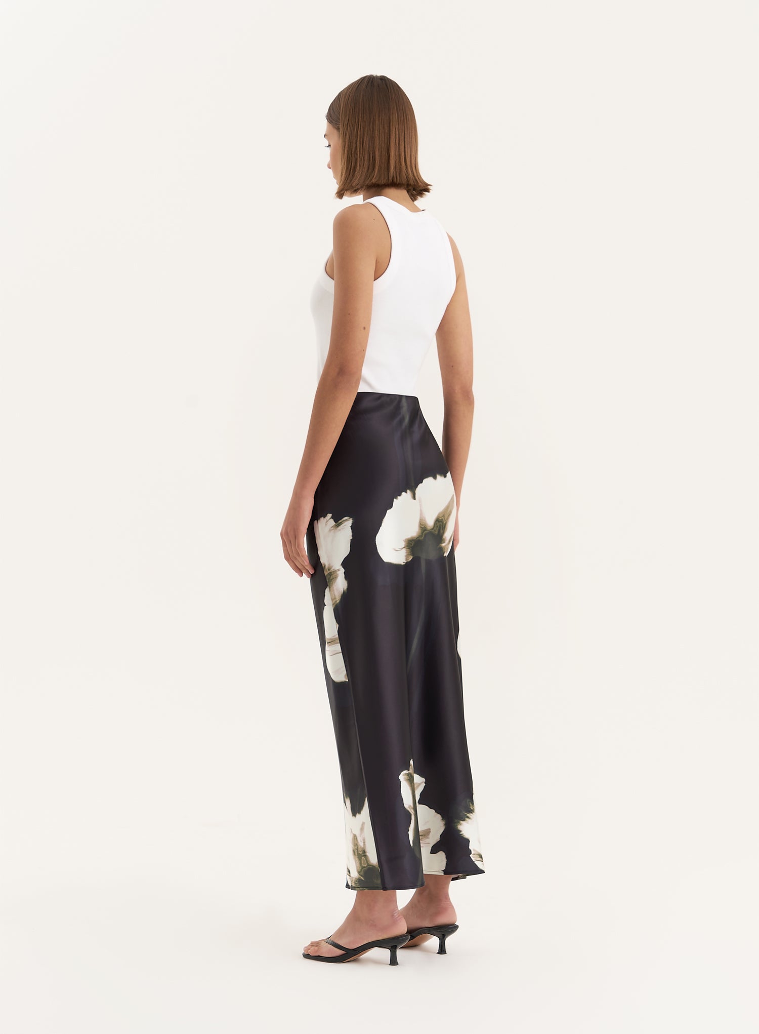 Floral Print Satin Maxi Skirt- Novah