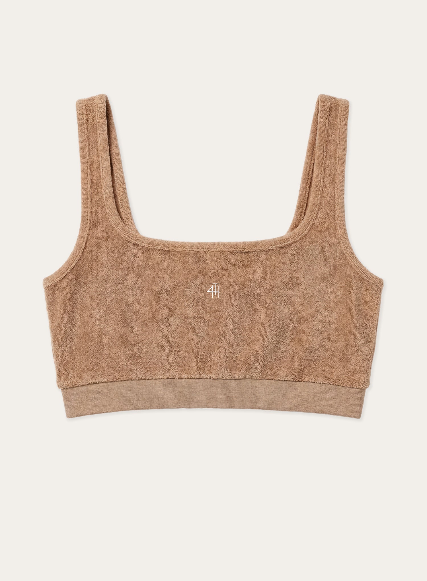 Beige Towelling Branded Bralet Top