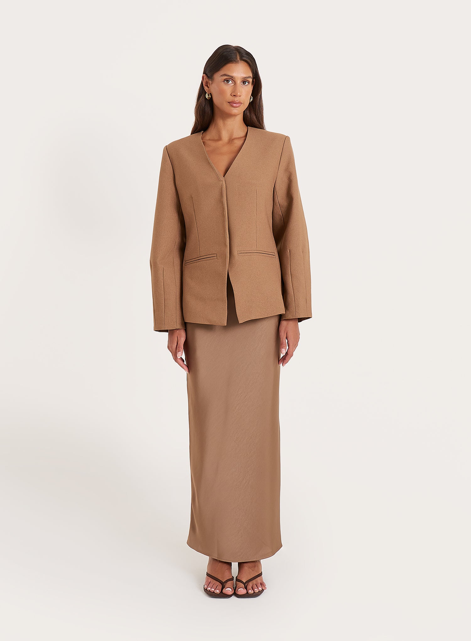 Mocha Satin Maxi Skirt