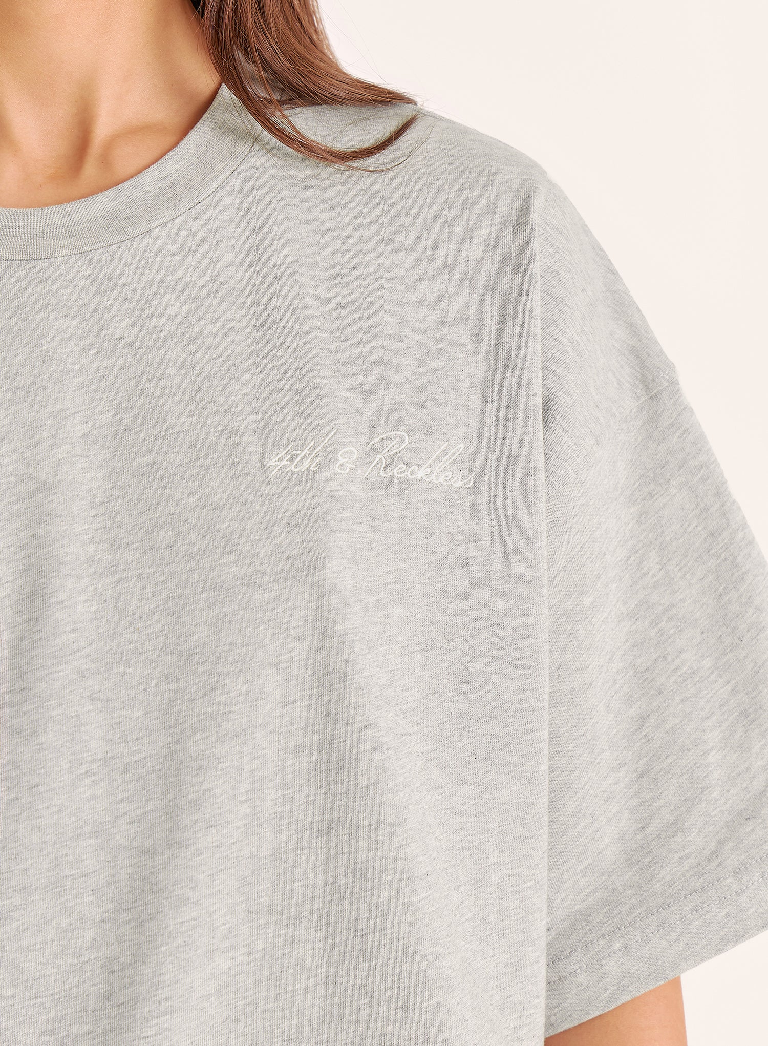 Light Grey Branded Short Sleeve Cotton T-Shirt