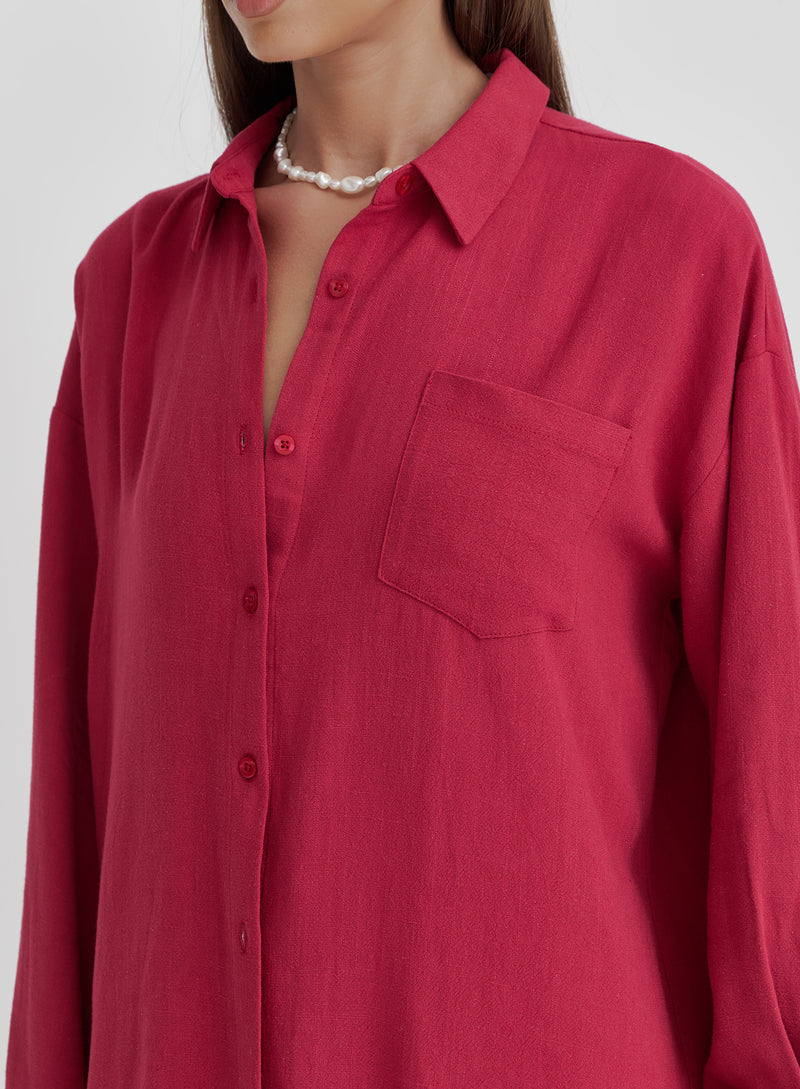 Red Oversized Shirt- Barron