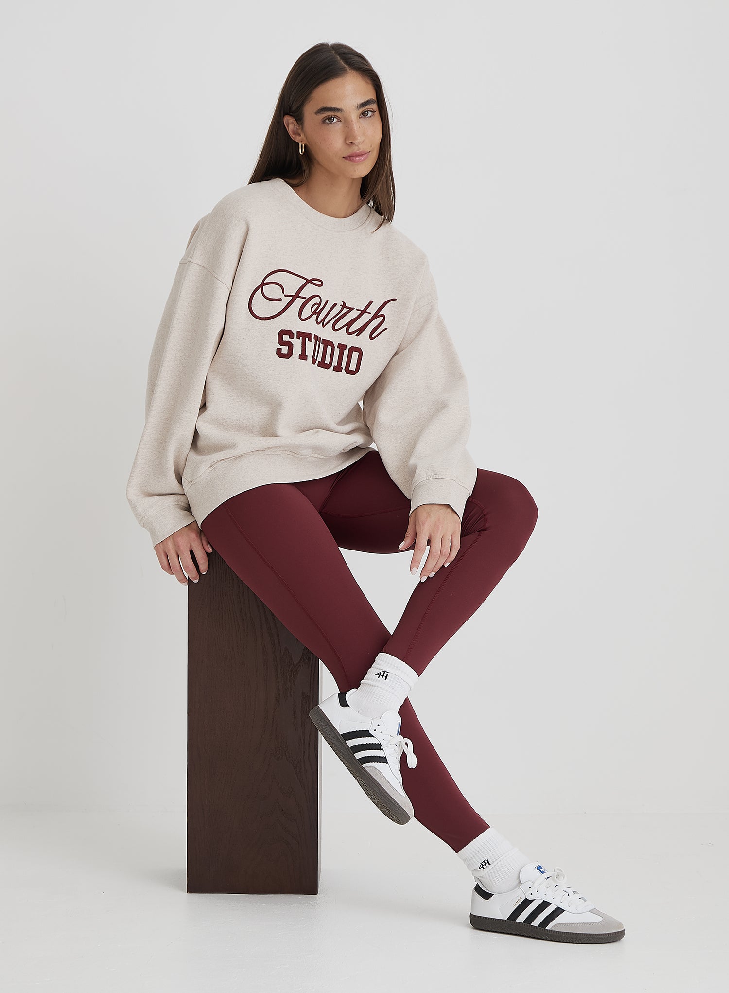 Oatmeal Fourth Studio Slogan Oversized Sweatshirt- Chester