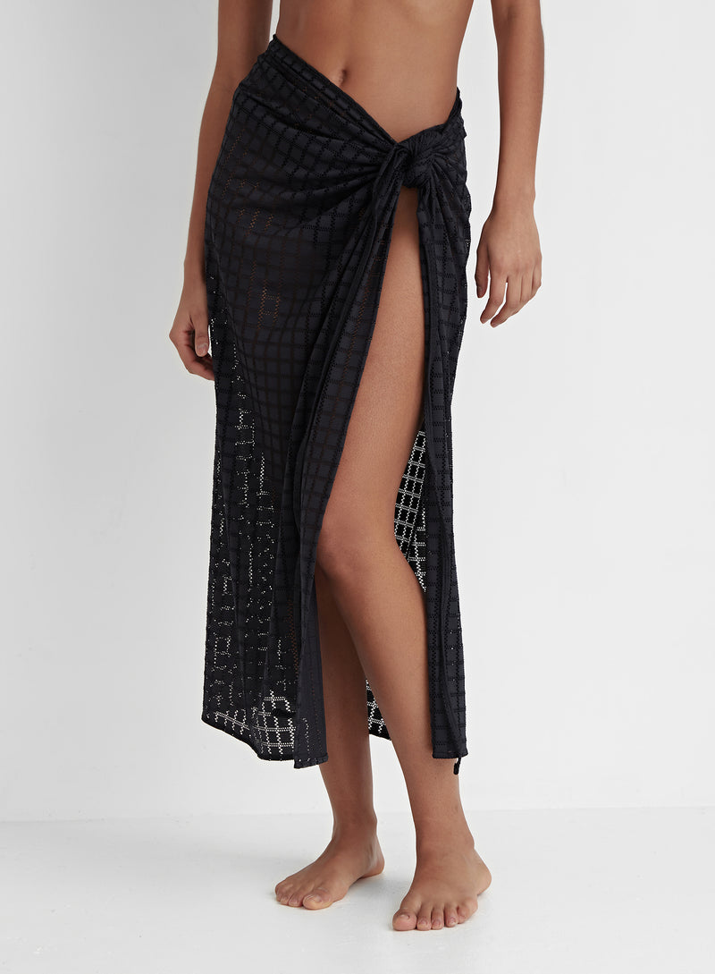 Black Crochet Wrap Beach Skirt- Arles