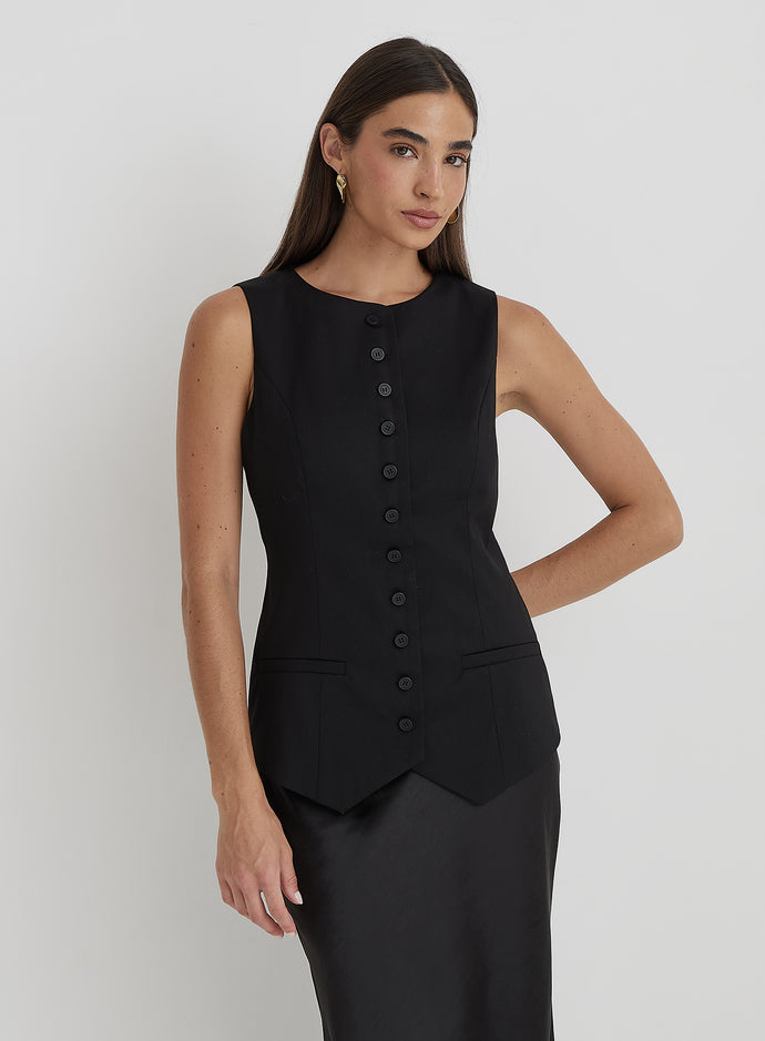 Black Tailored Waistcoat- Briella