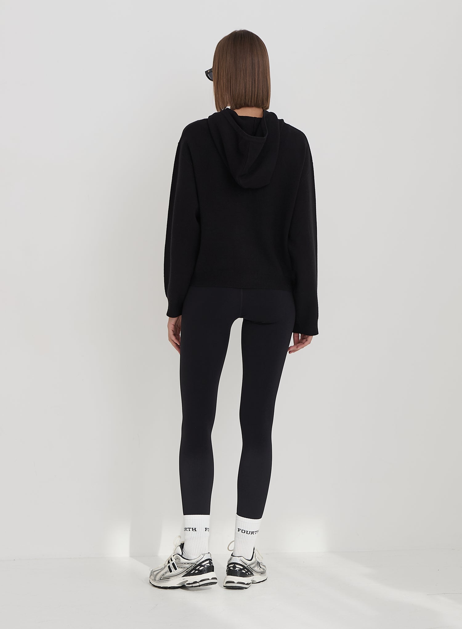 Black Apres Ski Slogan Cropped Knitted Hoodie- Nadja