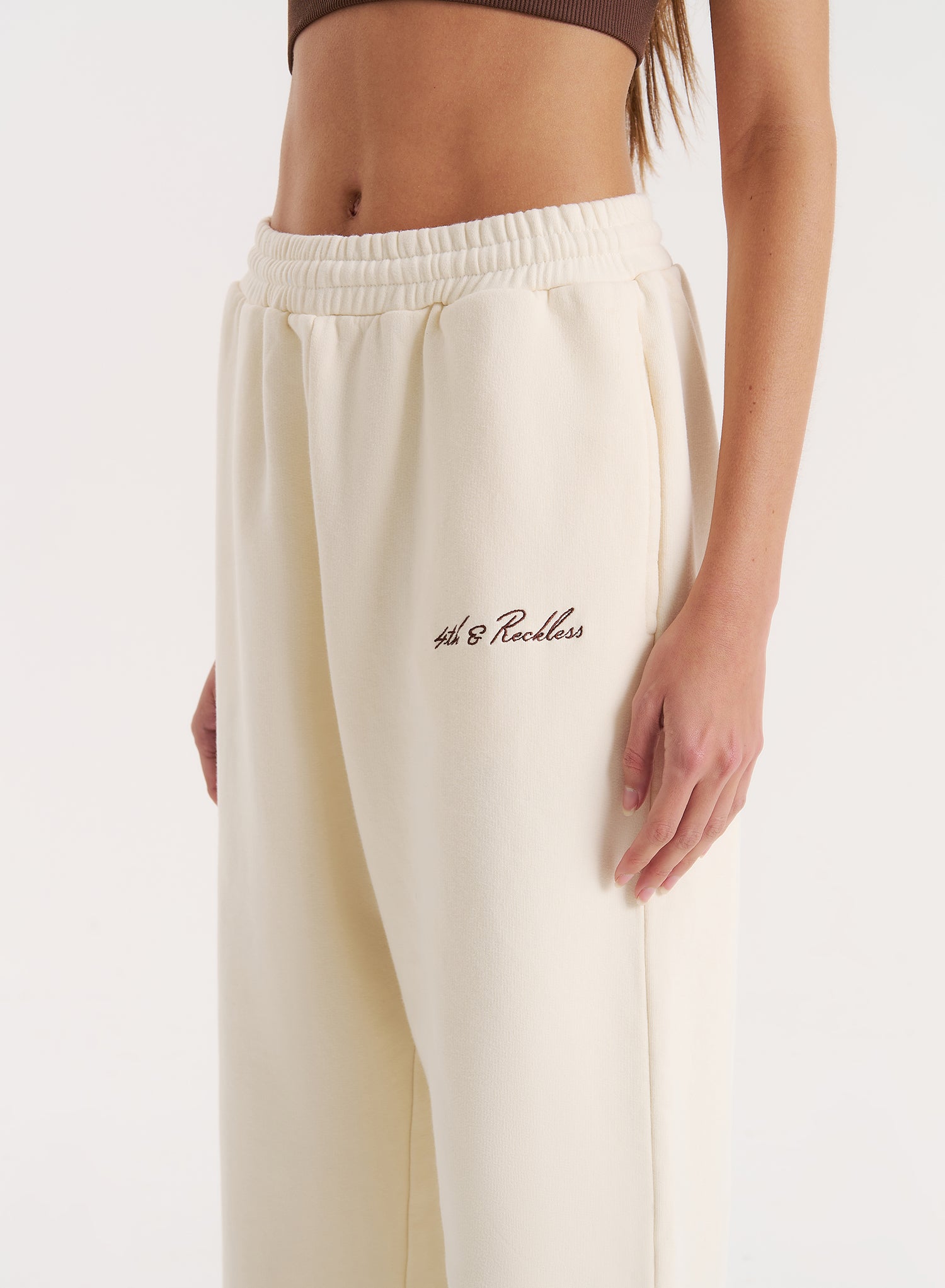 Buttercream 4th Wide Leg Branded Joggers- Fergie