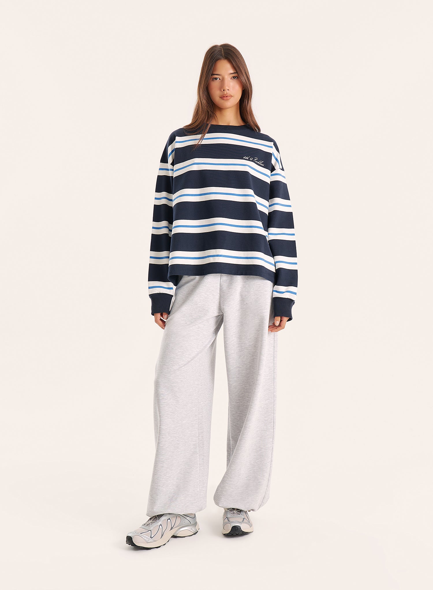 Navy And White Stripe Long Sleeve Top