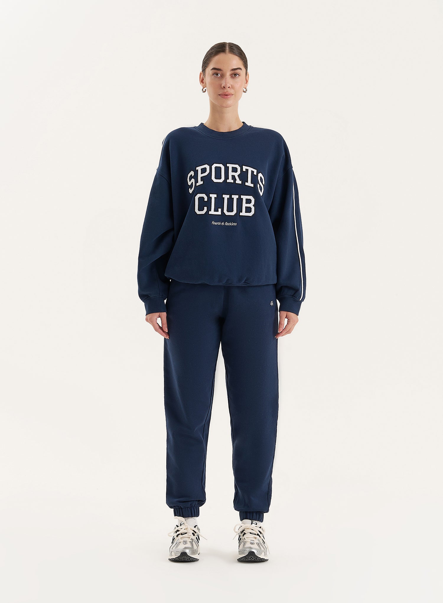 Navy Slogan Relaxed Oversized Sweatshirt- Ellie