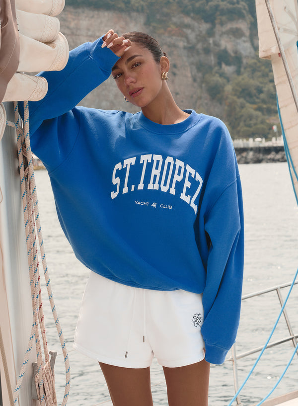 Blue St Tropez Slogan Sweatshirt- Ines