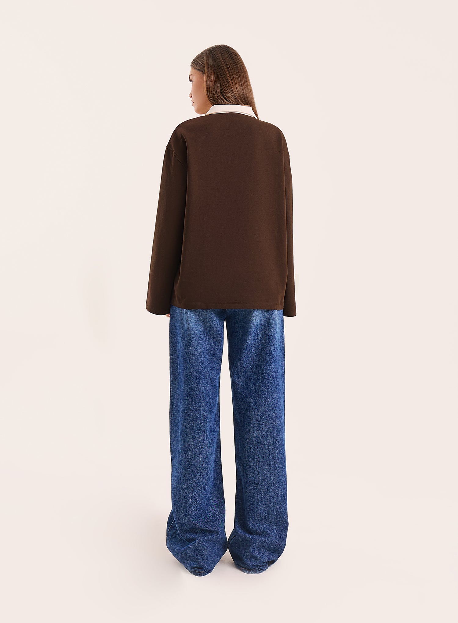 Chocolate Branded Contrast Collar Rugby Shirt