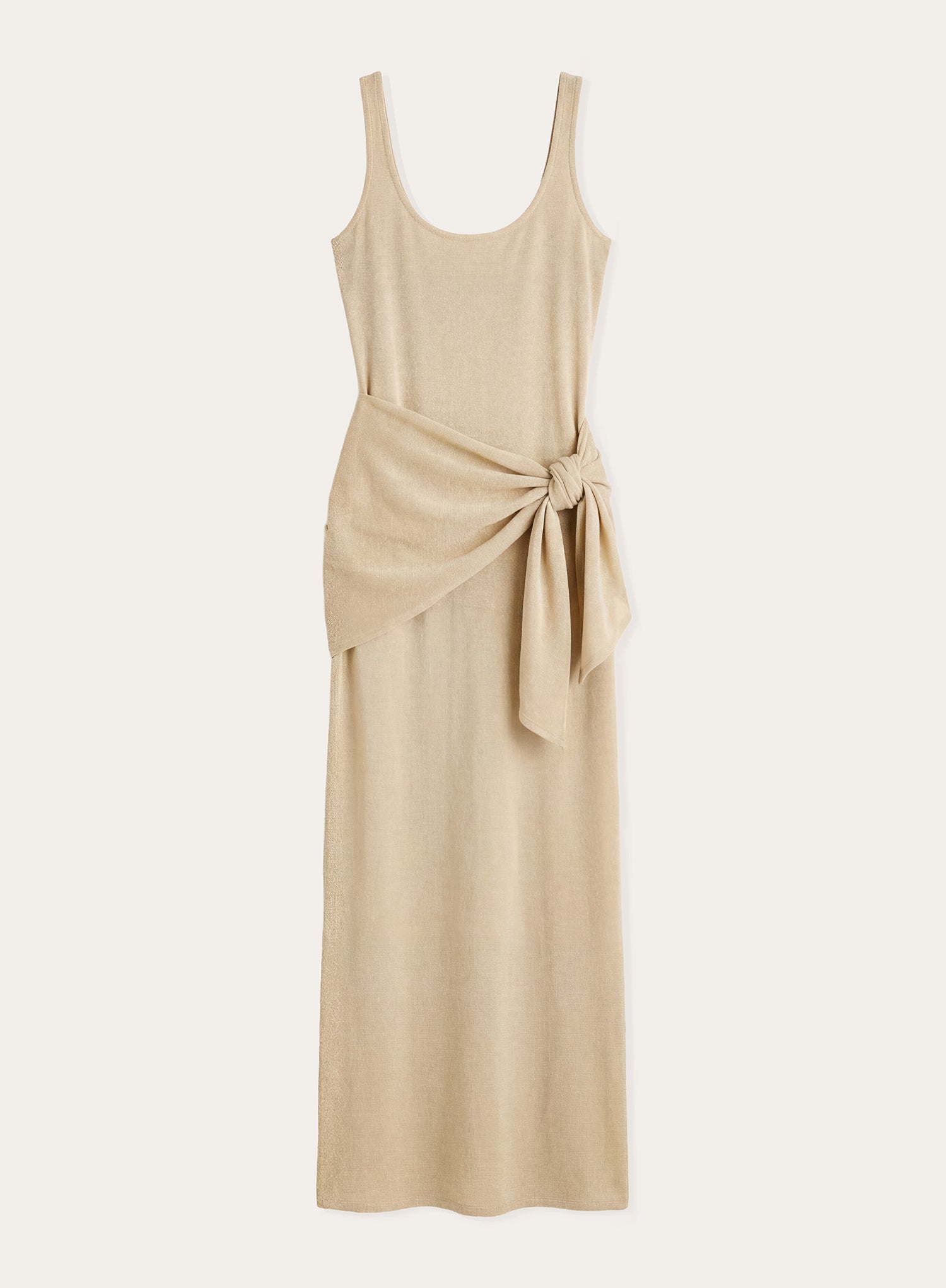 Gold Lurex Belt Detail Knitted Maxi Dress