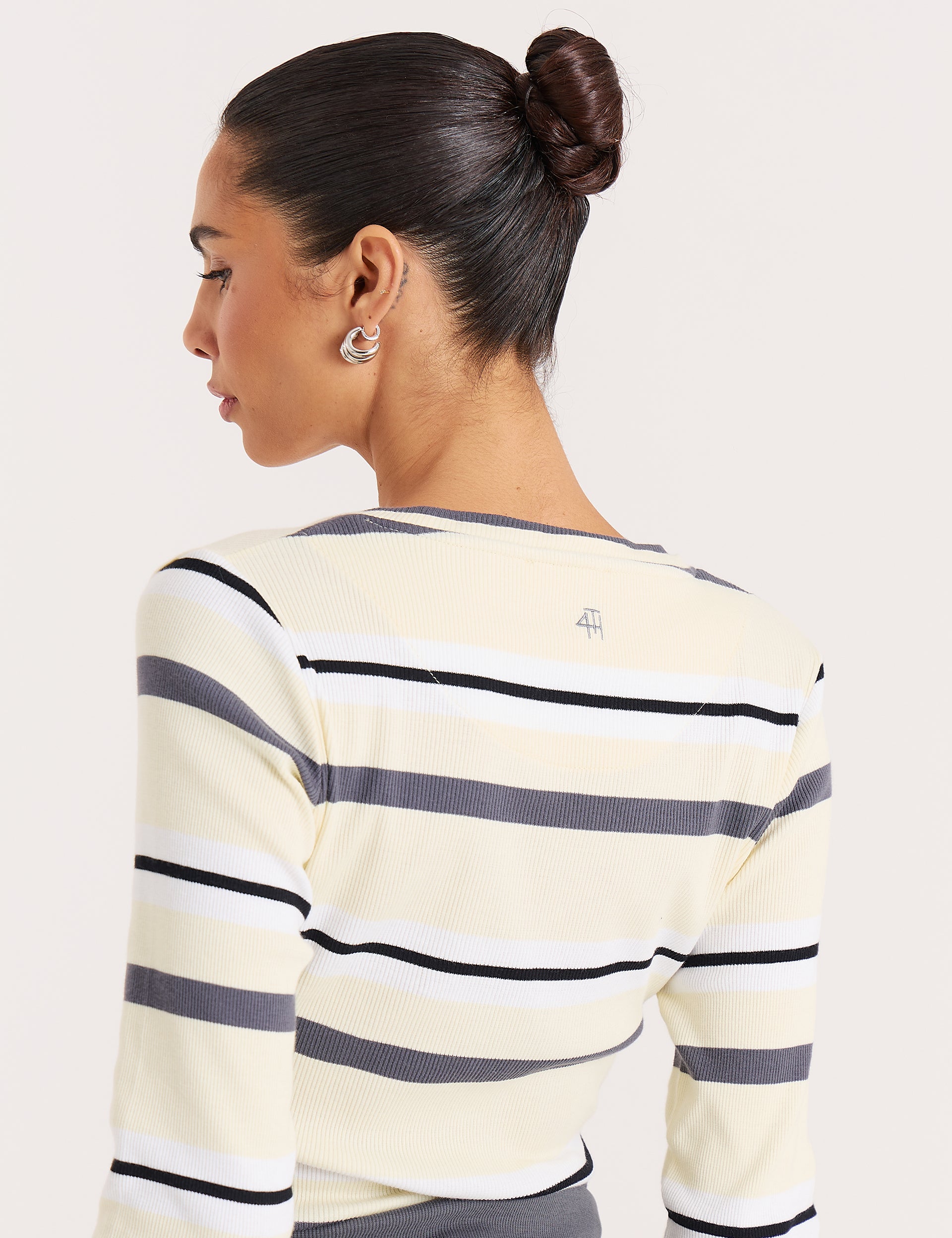 Yellow Stripe Long Sleeve Jersey Top