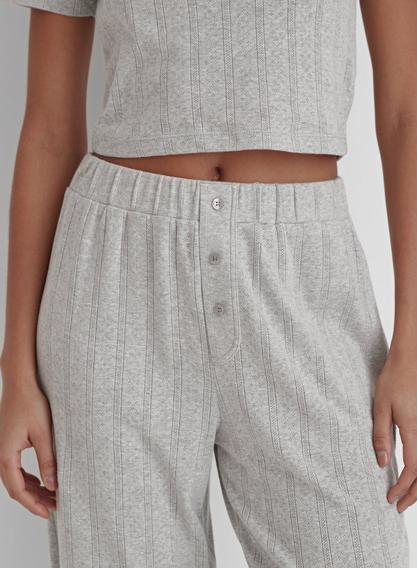 Grey Jersey Pointelle Pyjama Trouser- Arlia
