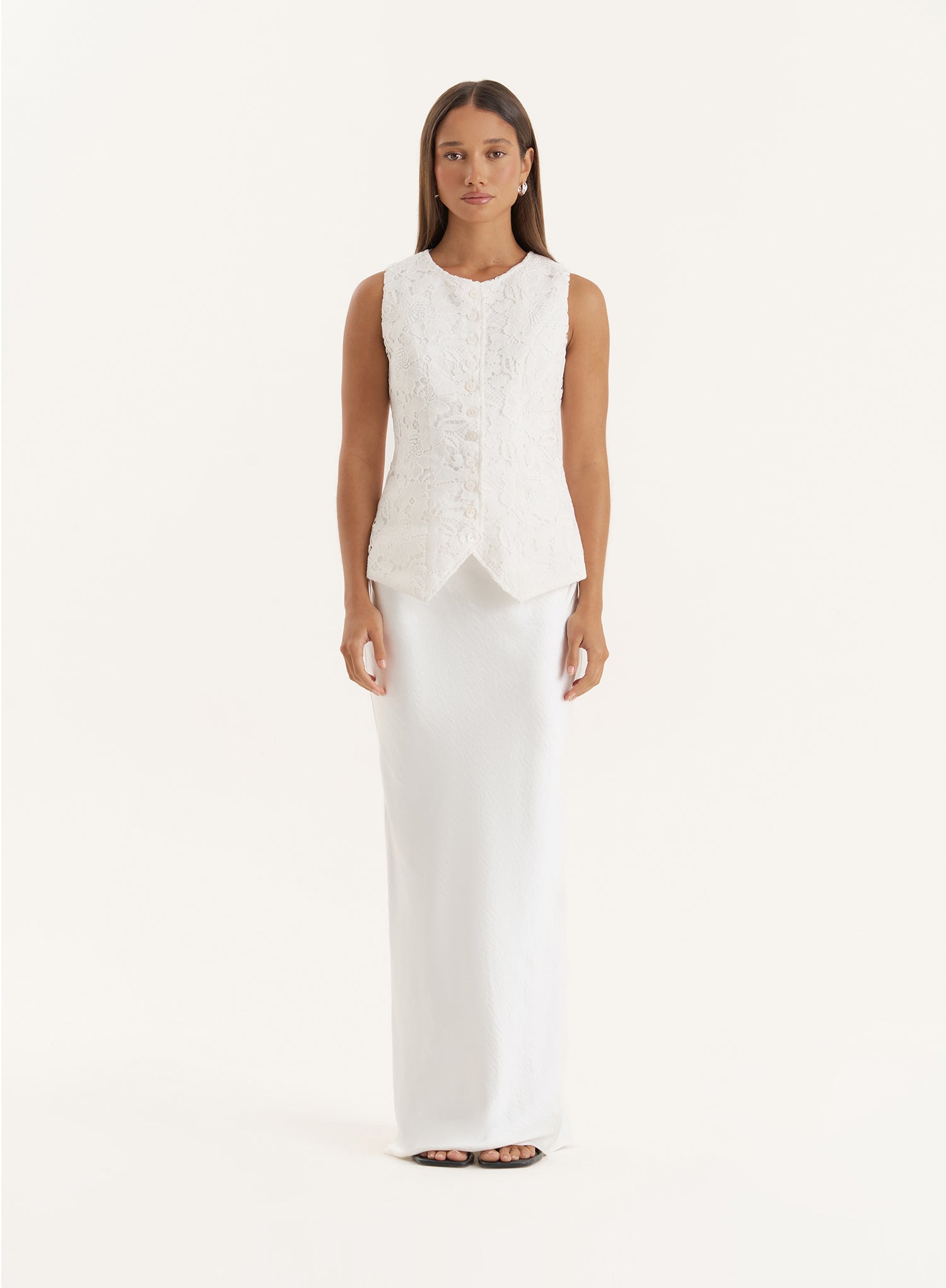 White Broderie Lace Waistcoat- Becki