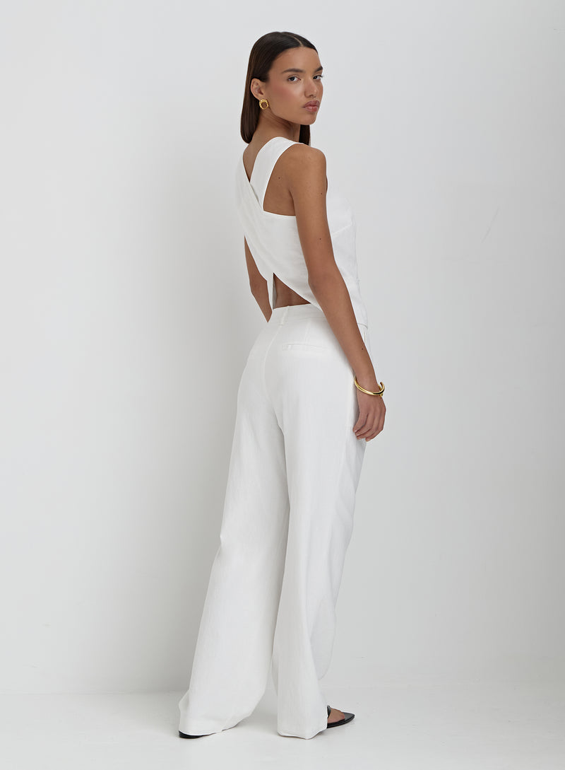 White Linen Tailored Trousers- Tilde