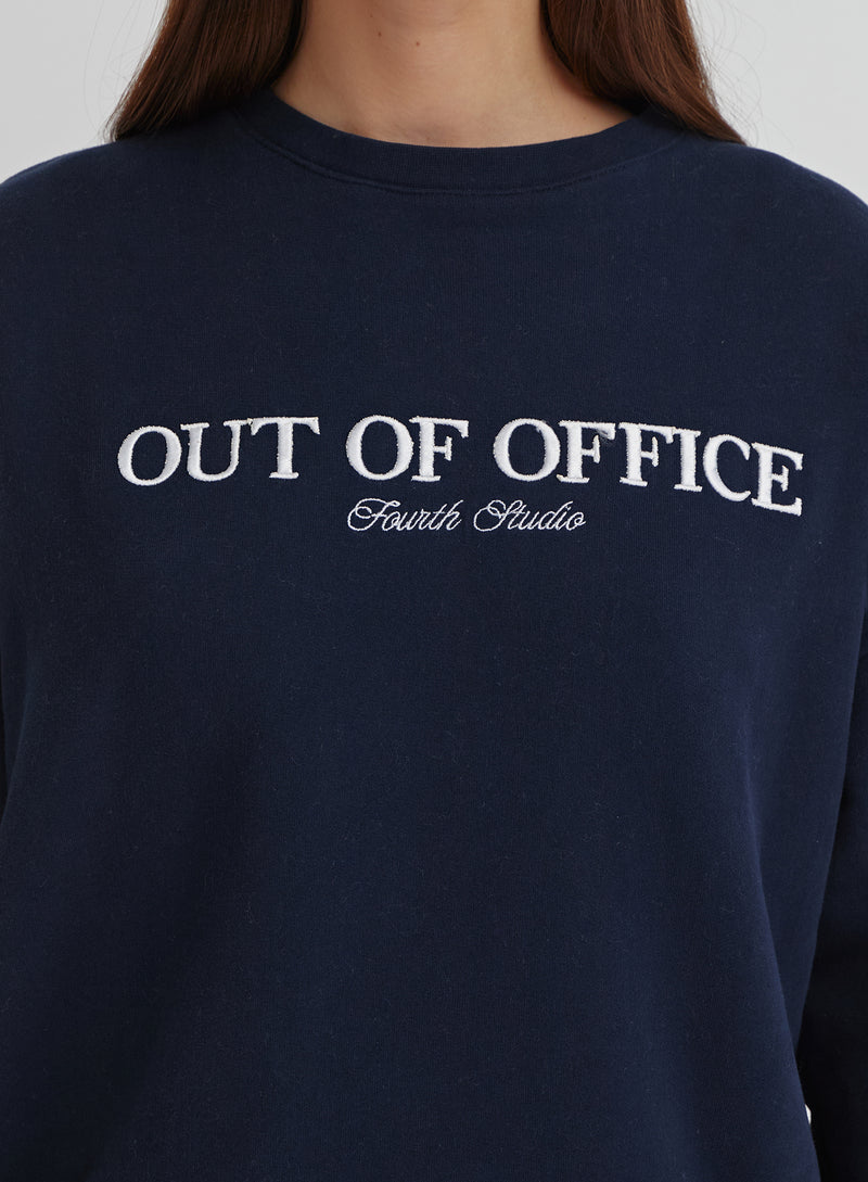 Navy Out Of Office Embroidered Sweatshirt - Peyton