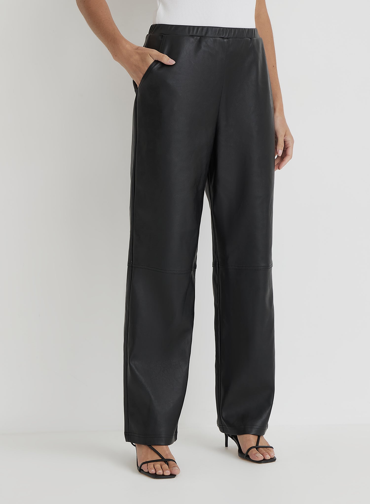 Black Faux Leather Trouser- Lori