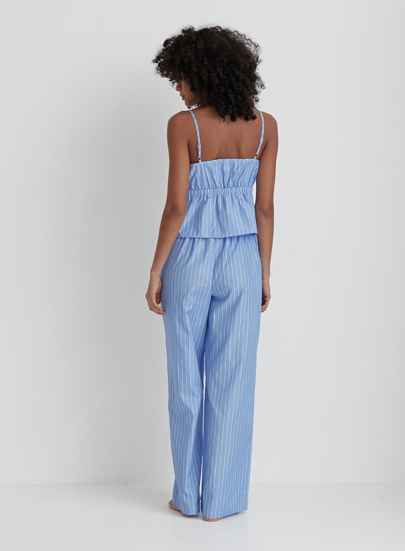 Blue And White Stripe Pyjama Trouser- Aviva