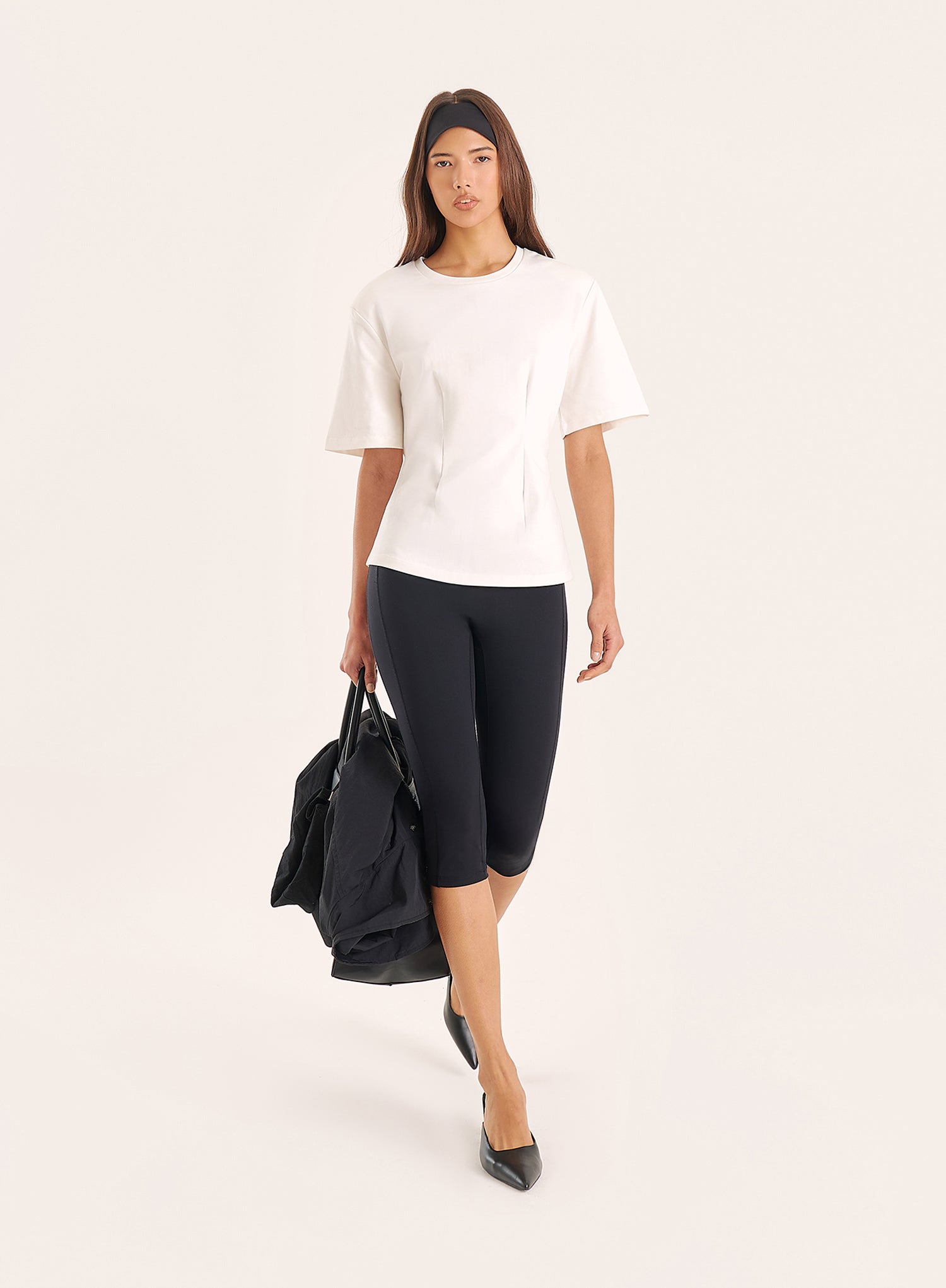 White Shoulder Pad Peplum T-Shirt