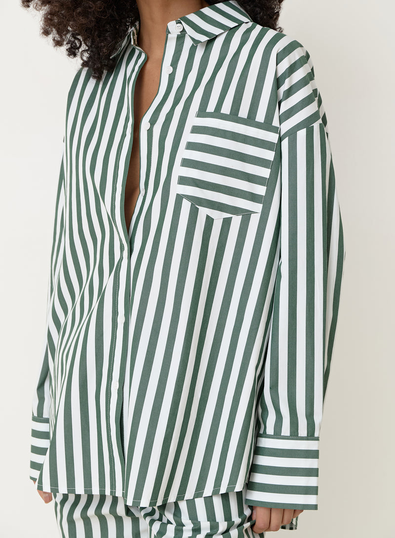 Green Stripe Oversized Shirt- Rio