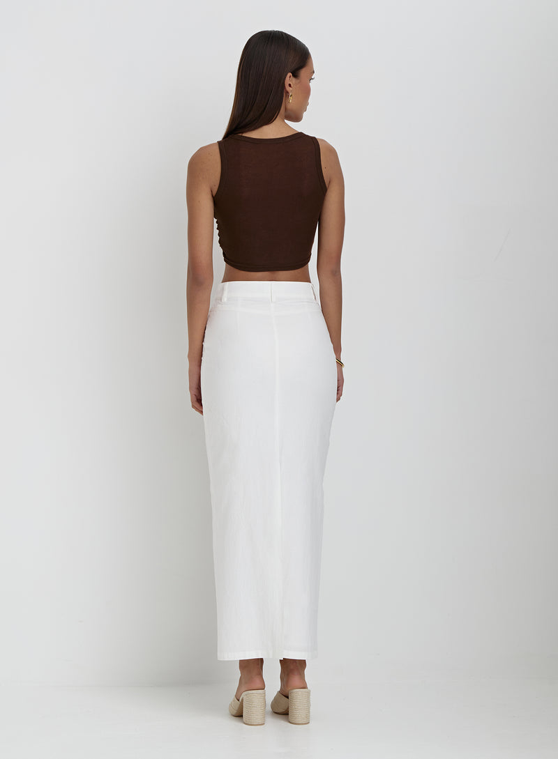 Chocolate Brown Knot Front Crop Top- Emi