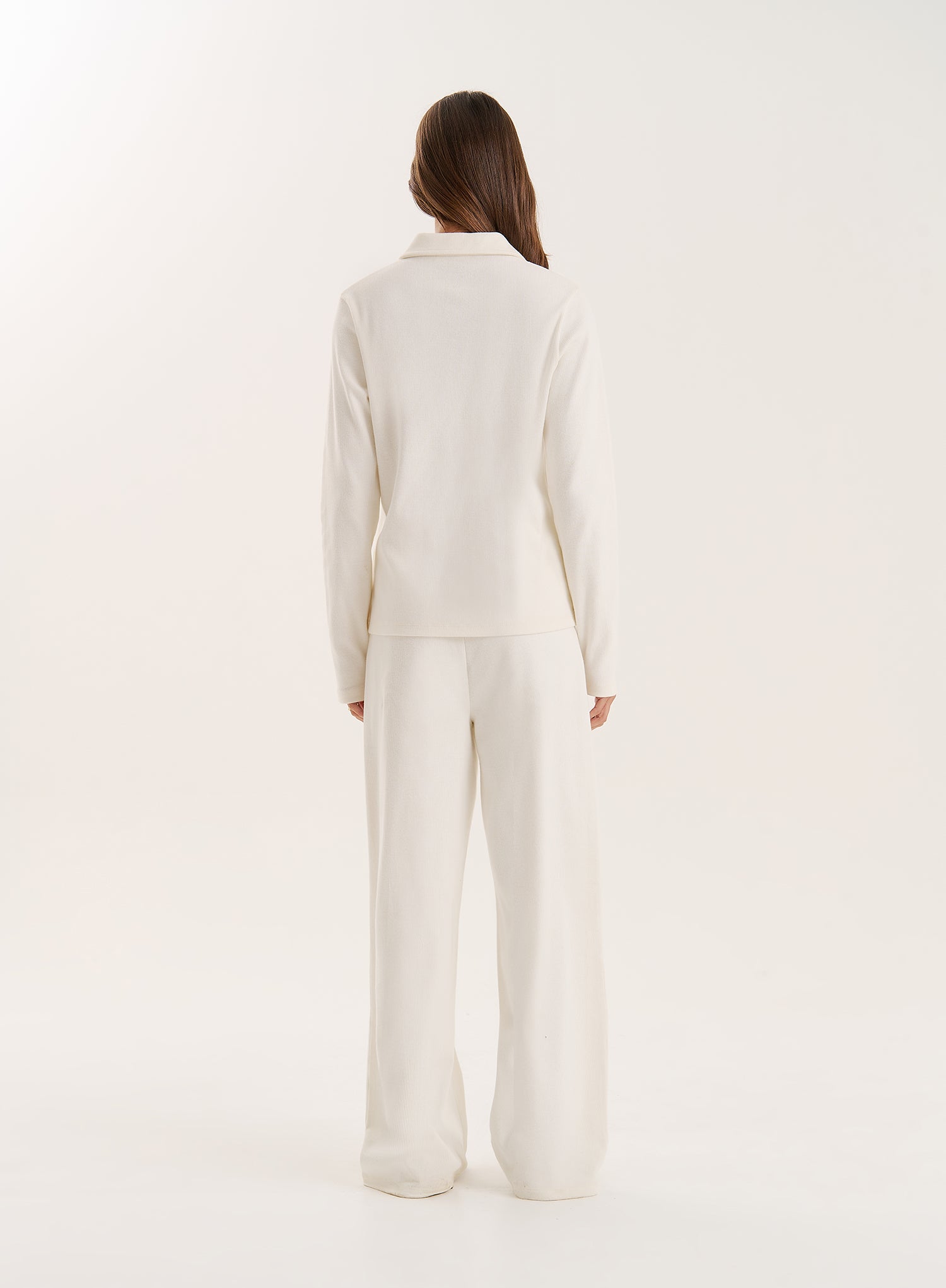 Ecru Ribbed Jersey Trousers