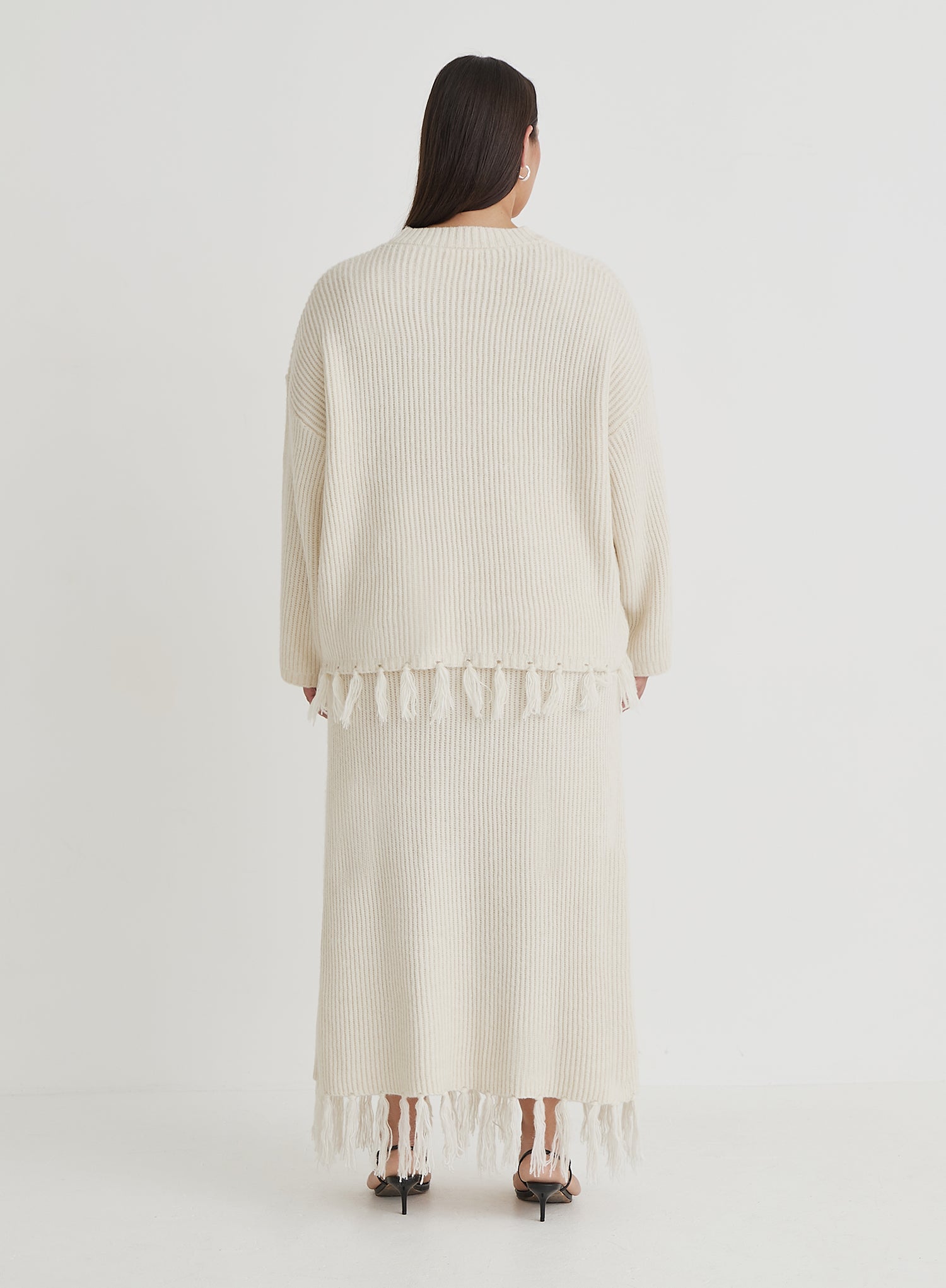 Cream Plus Size Oversized Tassle Trim Jumper Fallon