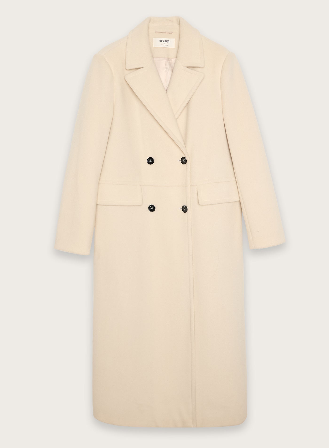 Cream Double-Breasted Longline Coat