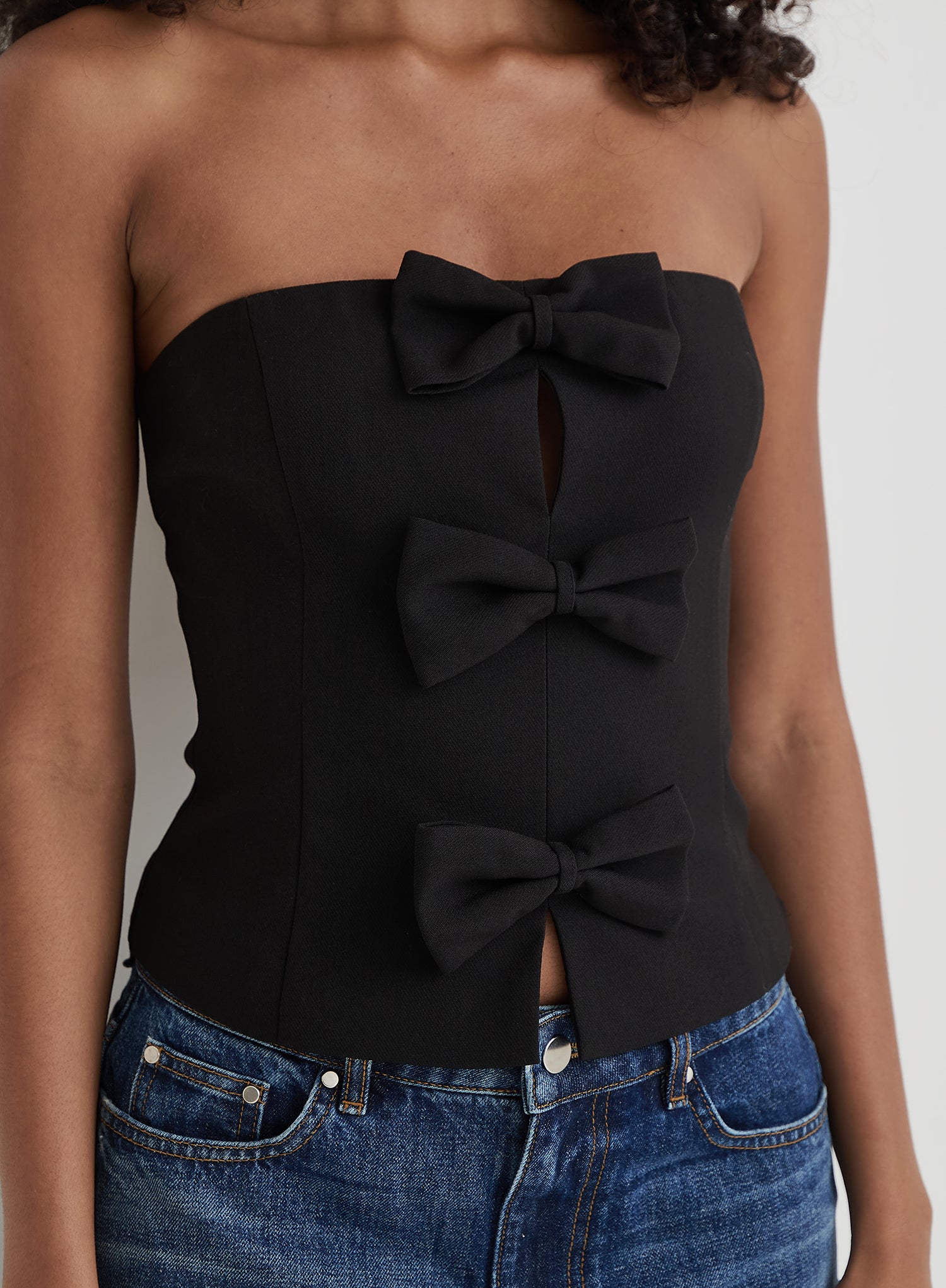 Black Tailored Bow Detail Corset- Luisa