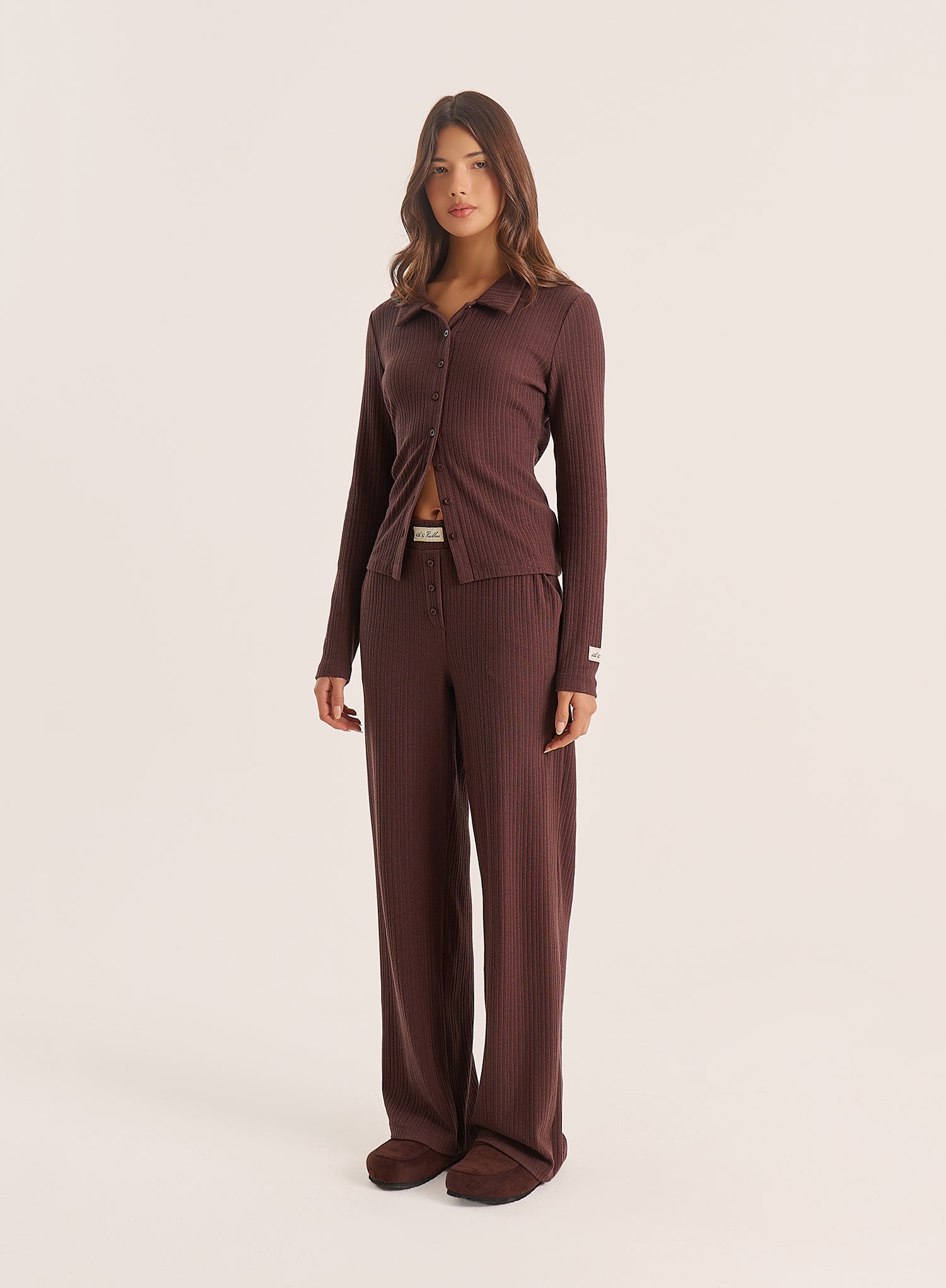 Chocolate Logo Waistband Pointelle Trousers