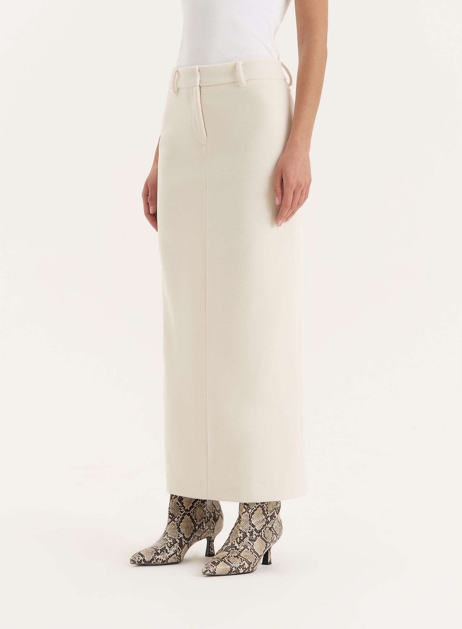 Cream Column Maxi Skirt- Shelly