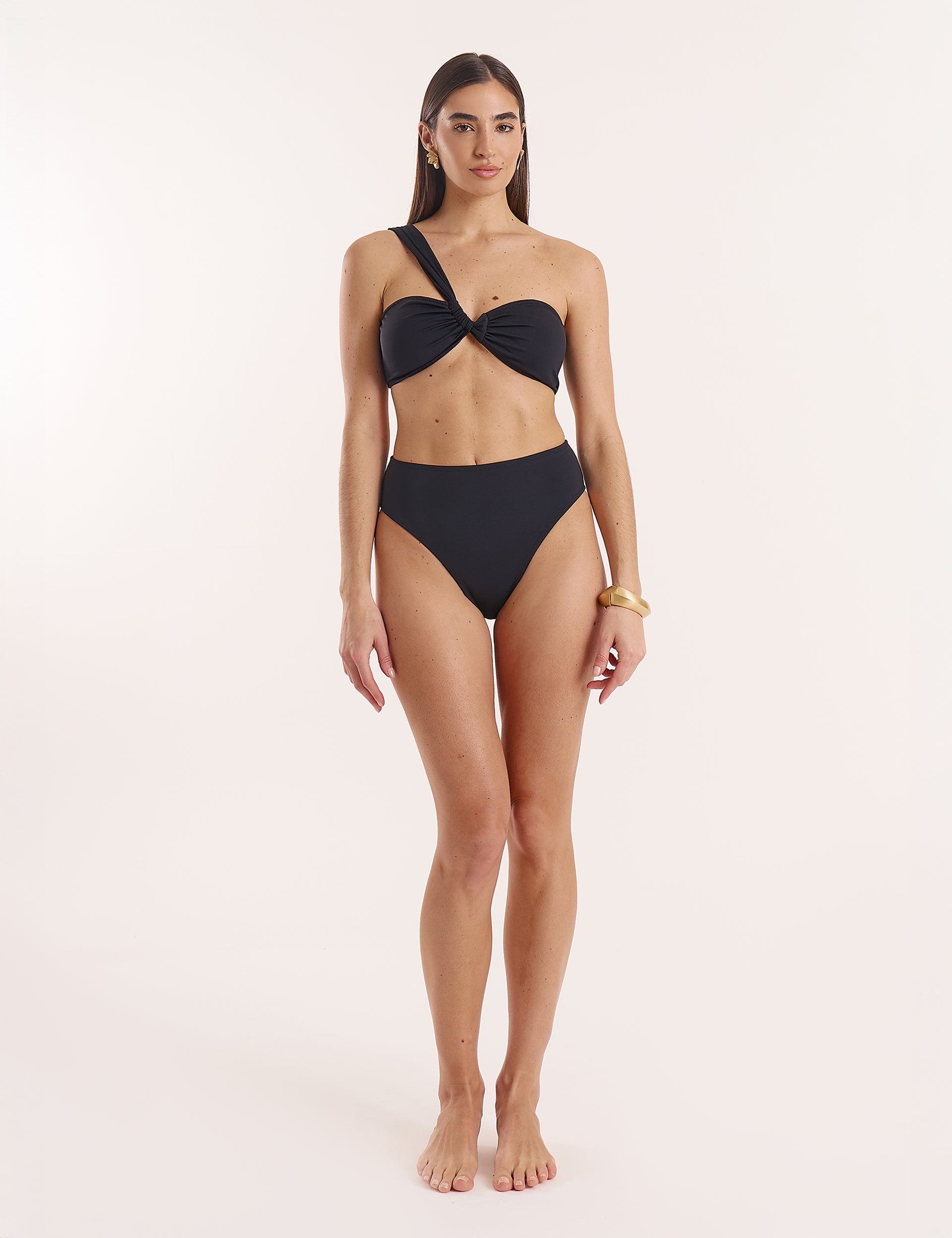 Black One Shoulder Bikini Top