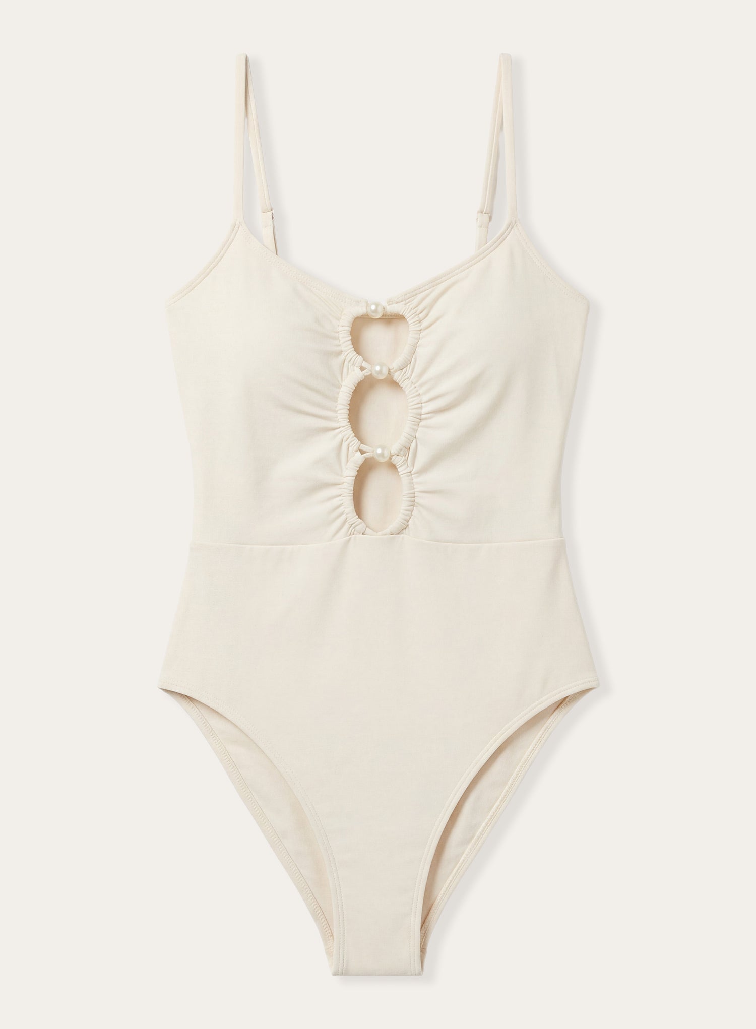 Cream Strappy Cut Out Detail Swimsuit