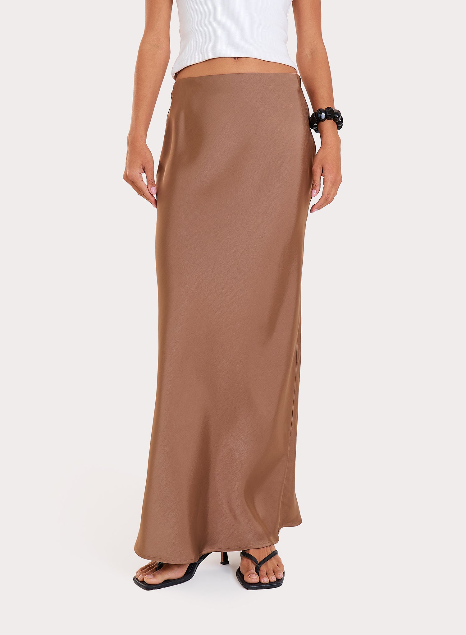 Mocha Satin Maxi Skirt