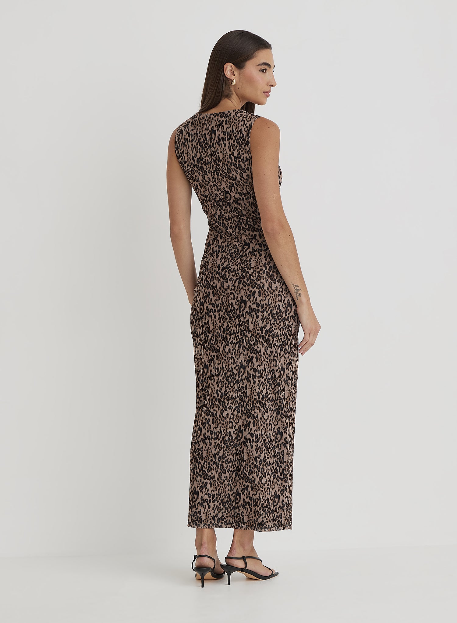 Leopard Print Mesh Maxi Dress- Derry