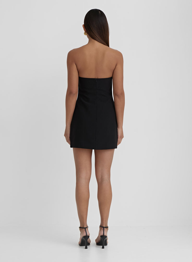Black Corsage Bandeau Mini Dress- Iren