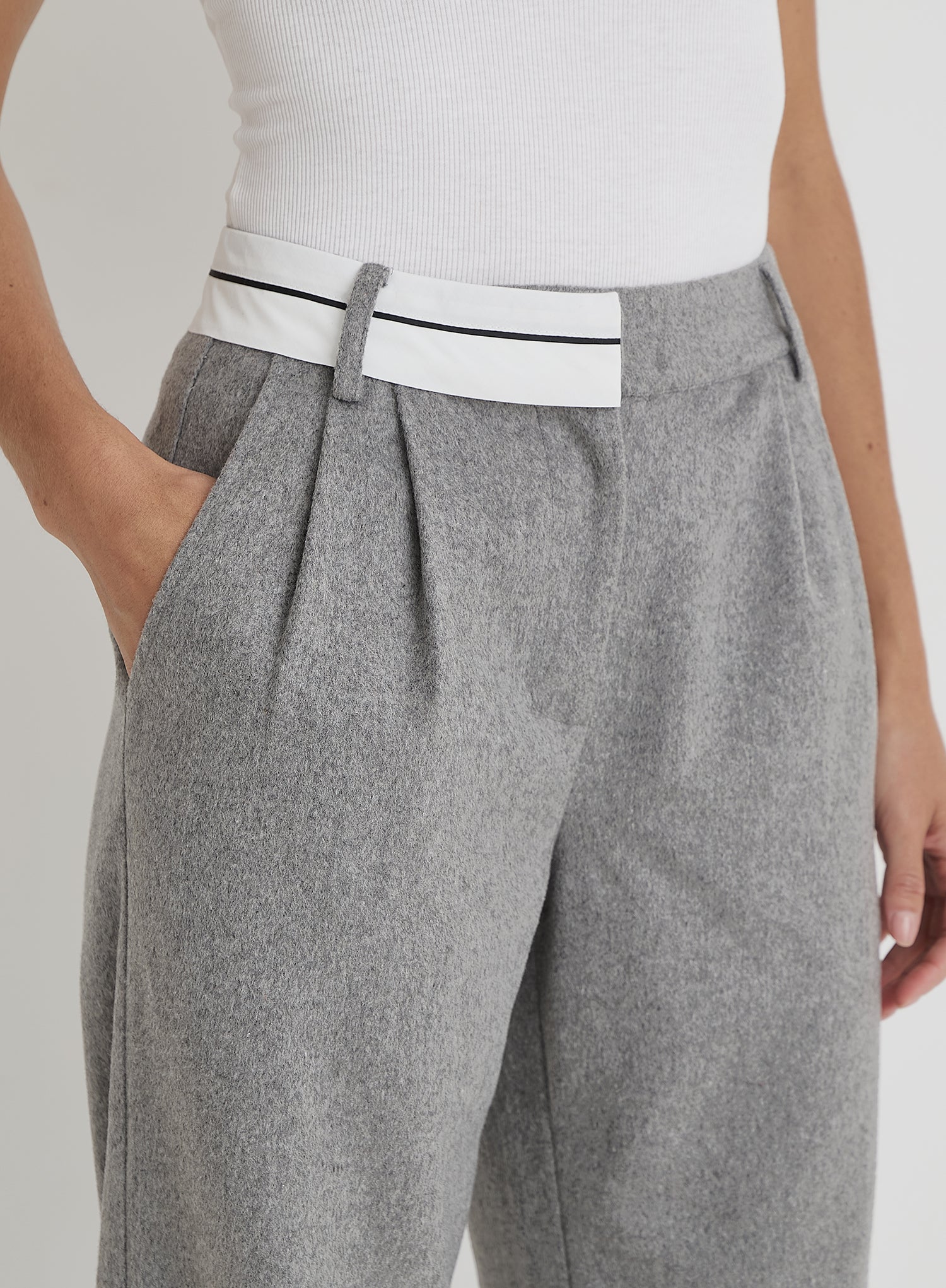 Grey Wool Tailored Straight Leg Trouser- Gabbi