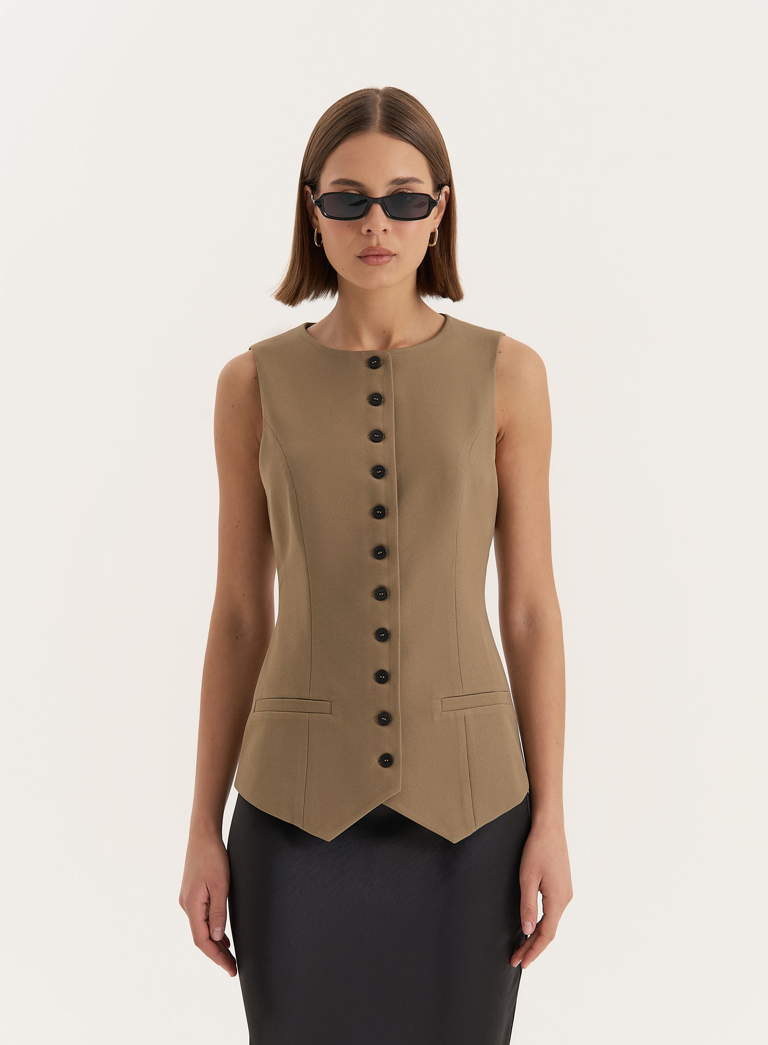 Olive Tailored Waistcoat- Briella