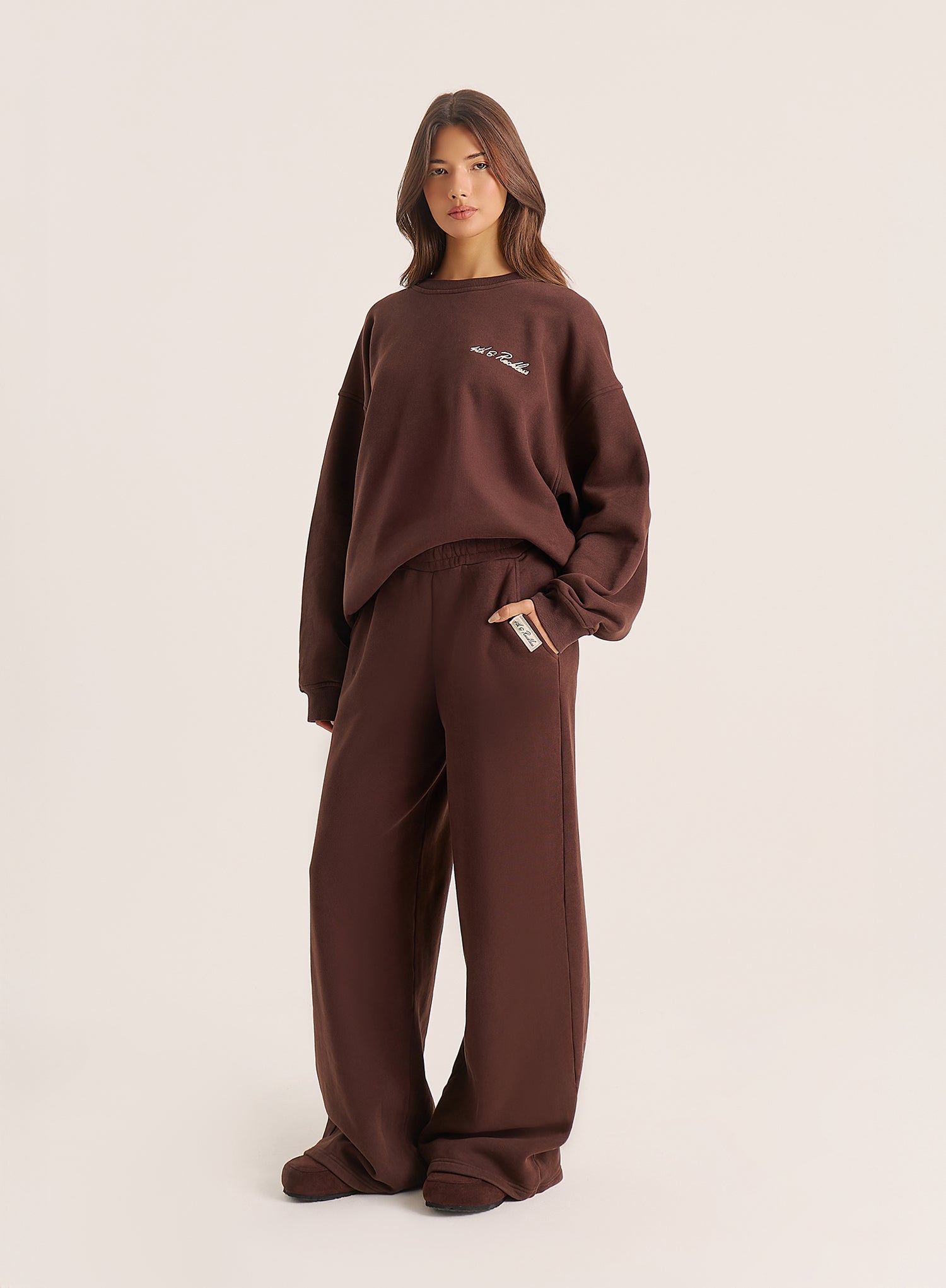 Chocolate Extreme Wide Leg Branded Joggers