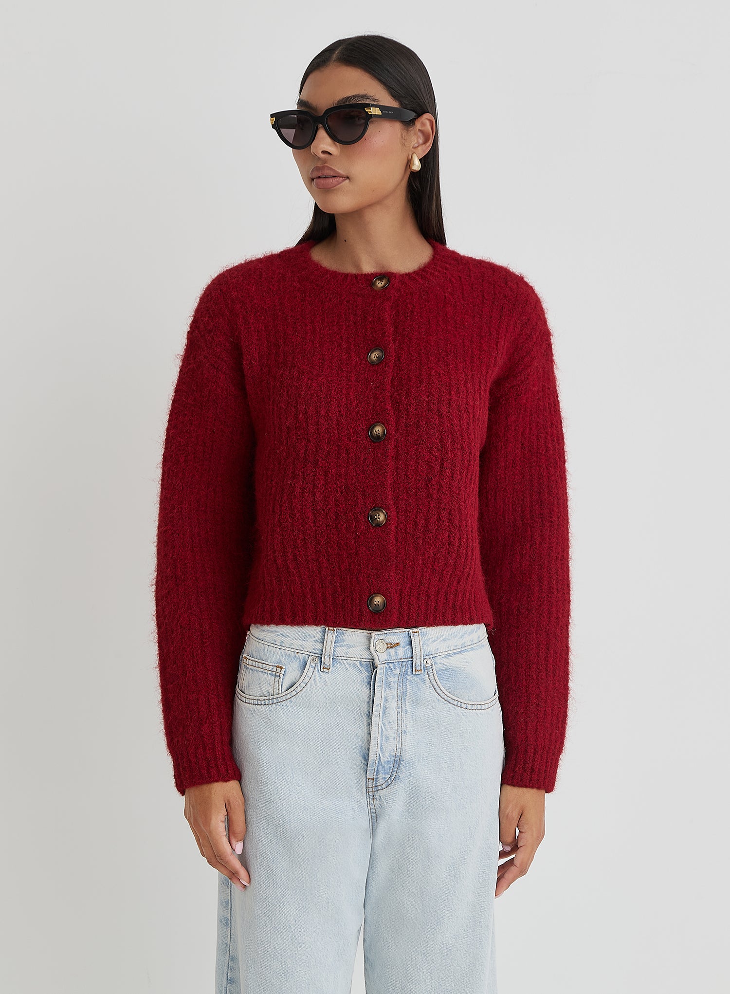 Red Knitted Cardigan- Drew