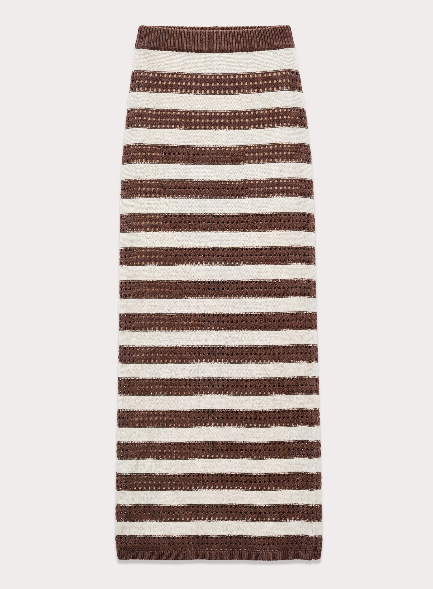 Chocolate Stripe Crochet Maxi Skirt