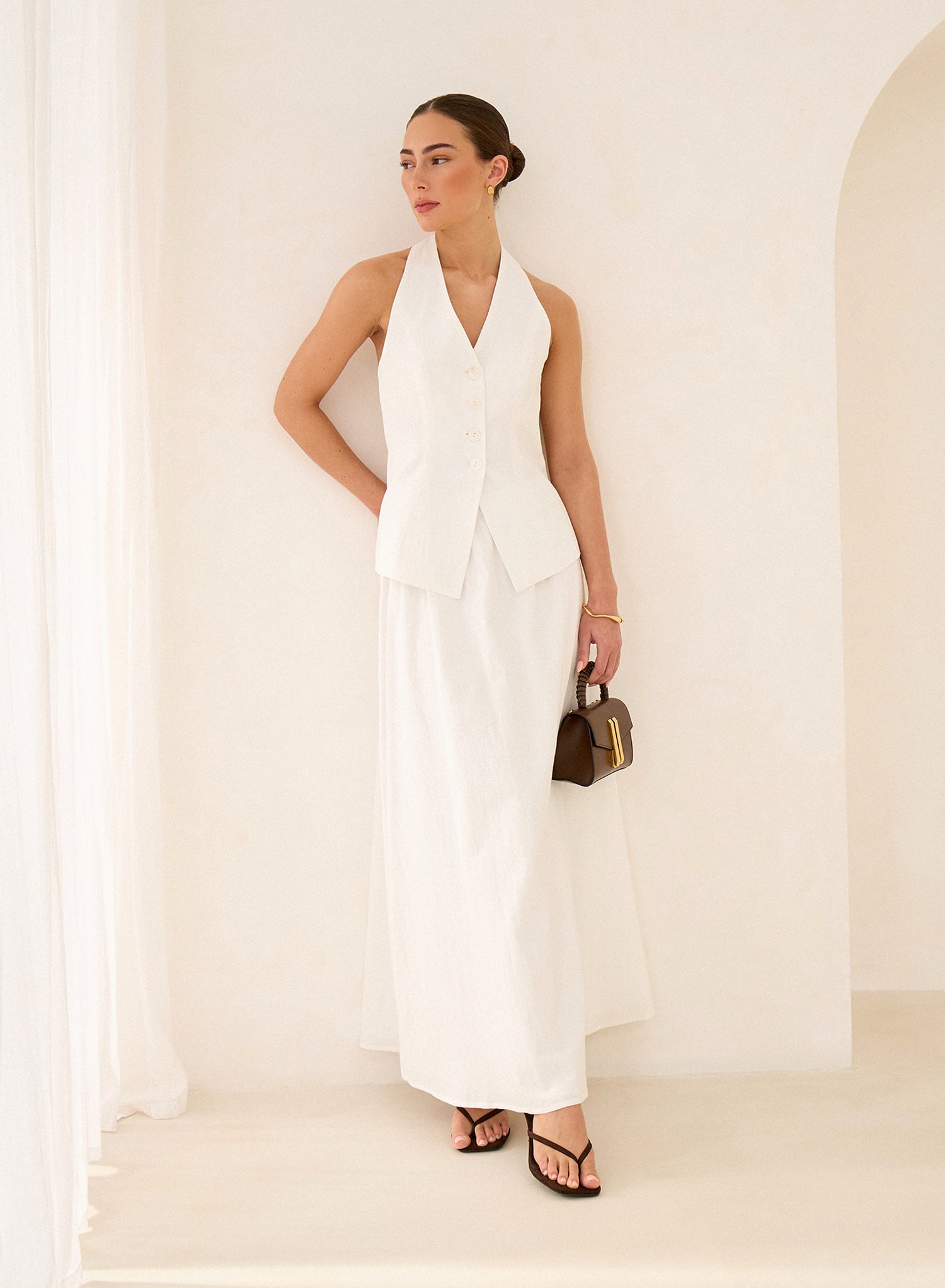 White Cotton Floaty A-line Maxi Skirt