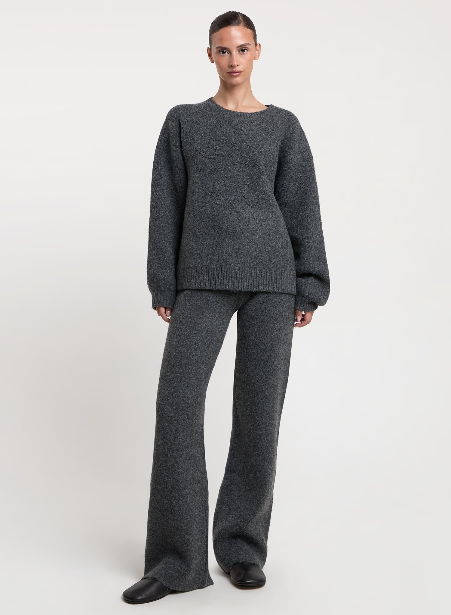 Charcoal Wool Blend Branded Knitted Jumper
