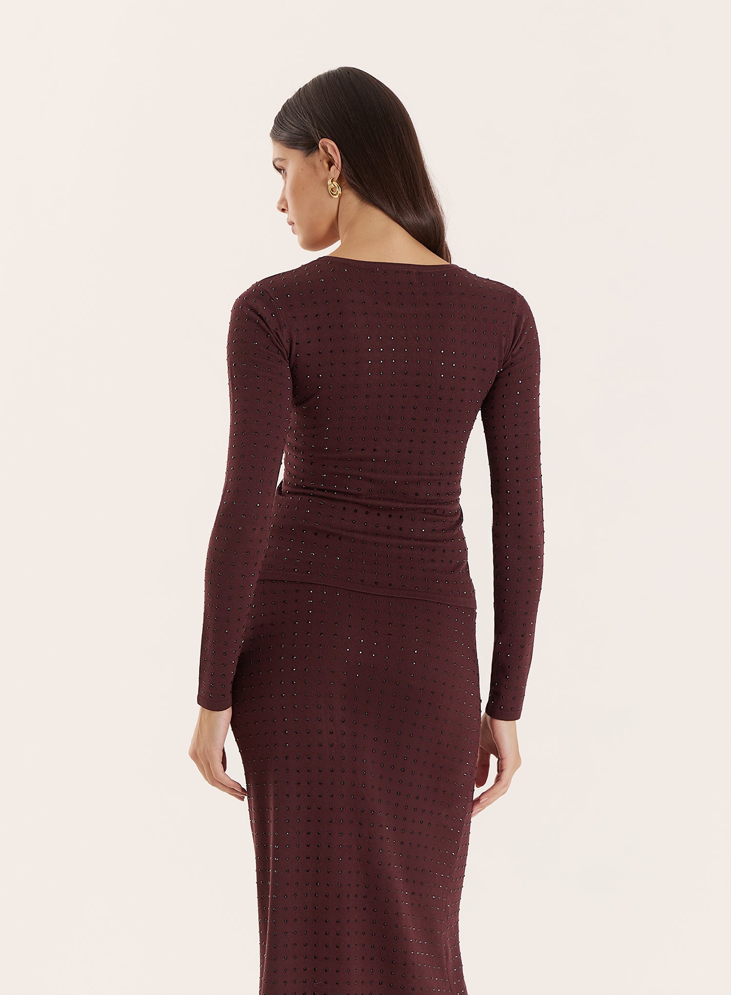 Chocolate Embellished Knitted Long Sleeve Top