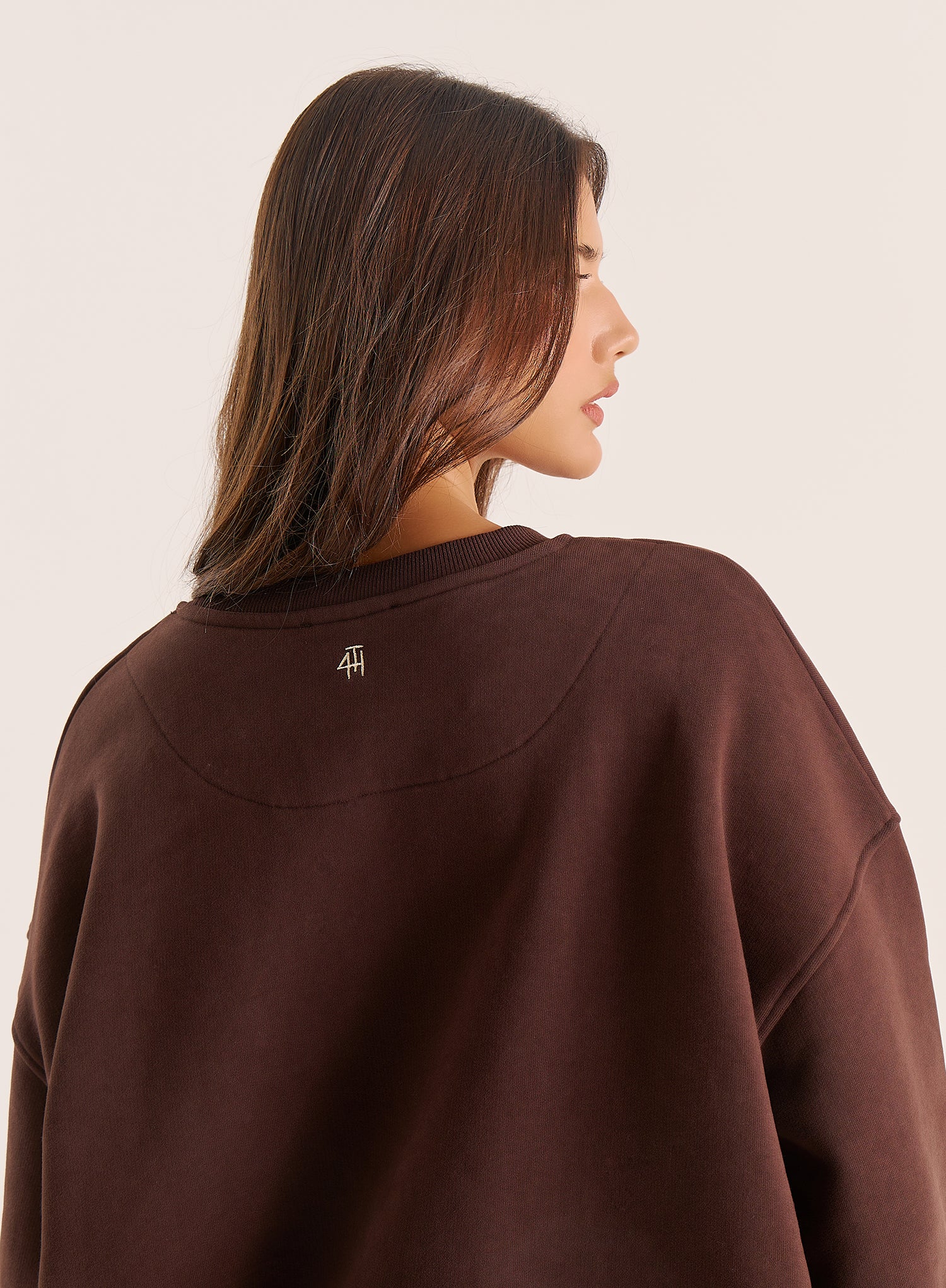 Chocolate Embroidered Script Logo Sweatshirt