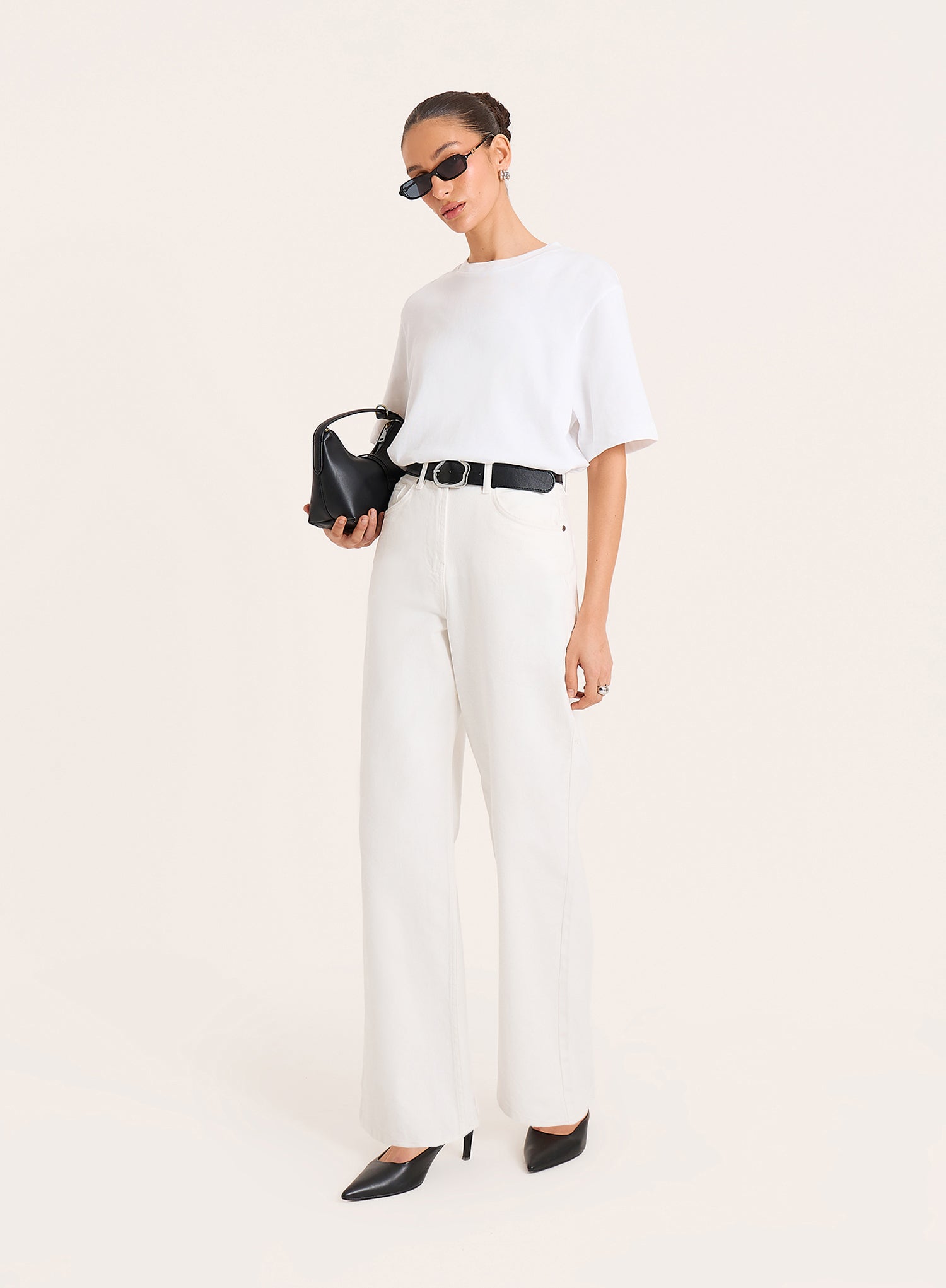 White High Waist Straight Leg Jeans